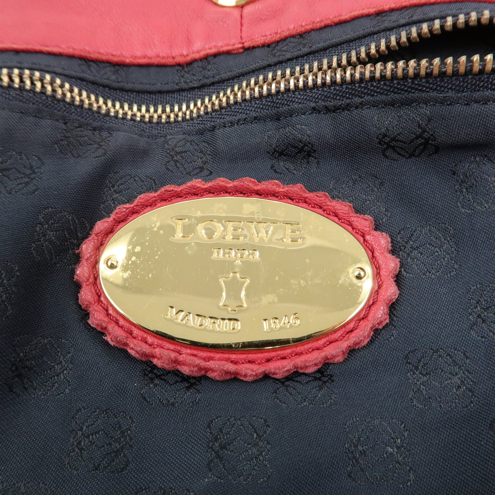 LOEWE Anagram Nappa Leather Nappa Aire Hand Bag Shoulder Bag Red