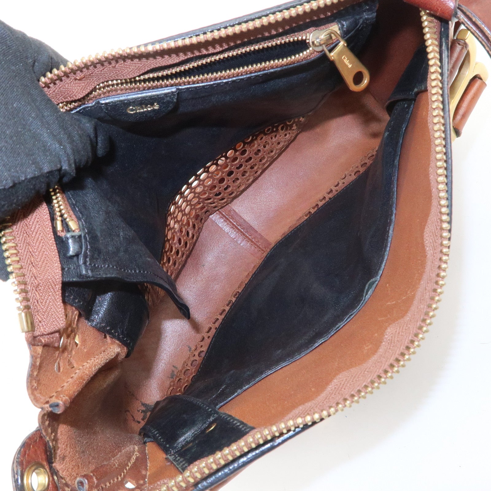 Chloe Marcie Leather 2WAY Bag Shoulder Bag Hand Bag Brown