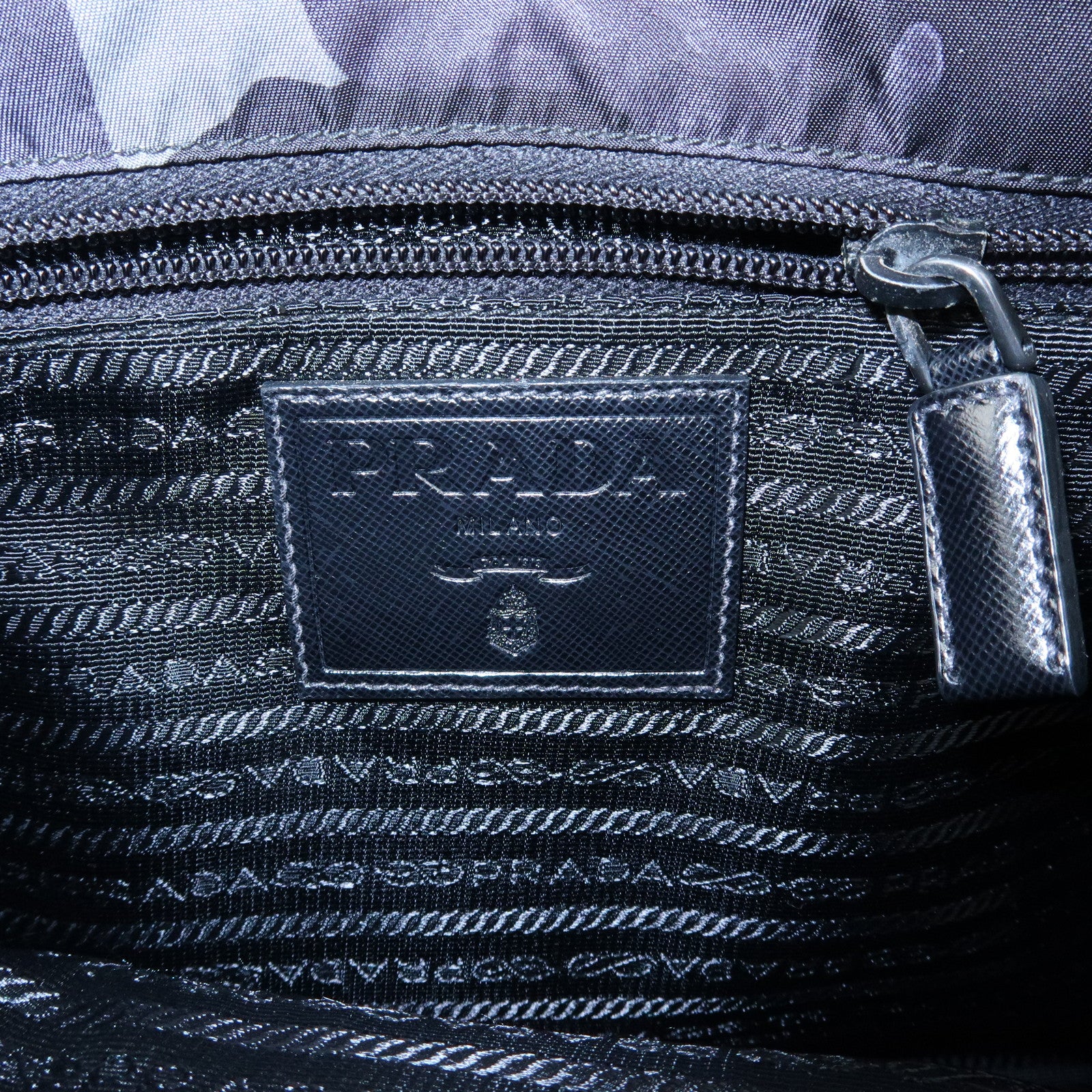 PRADA Triangle Logo Nylon Saffiano Leather Shoulder Bag VA0768