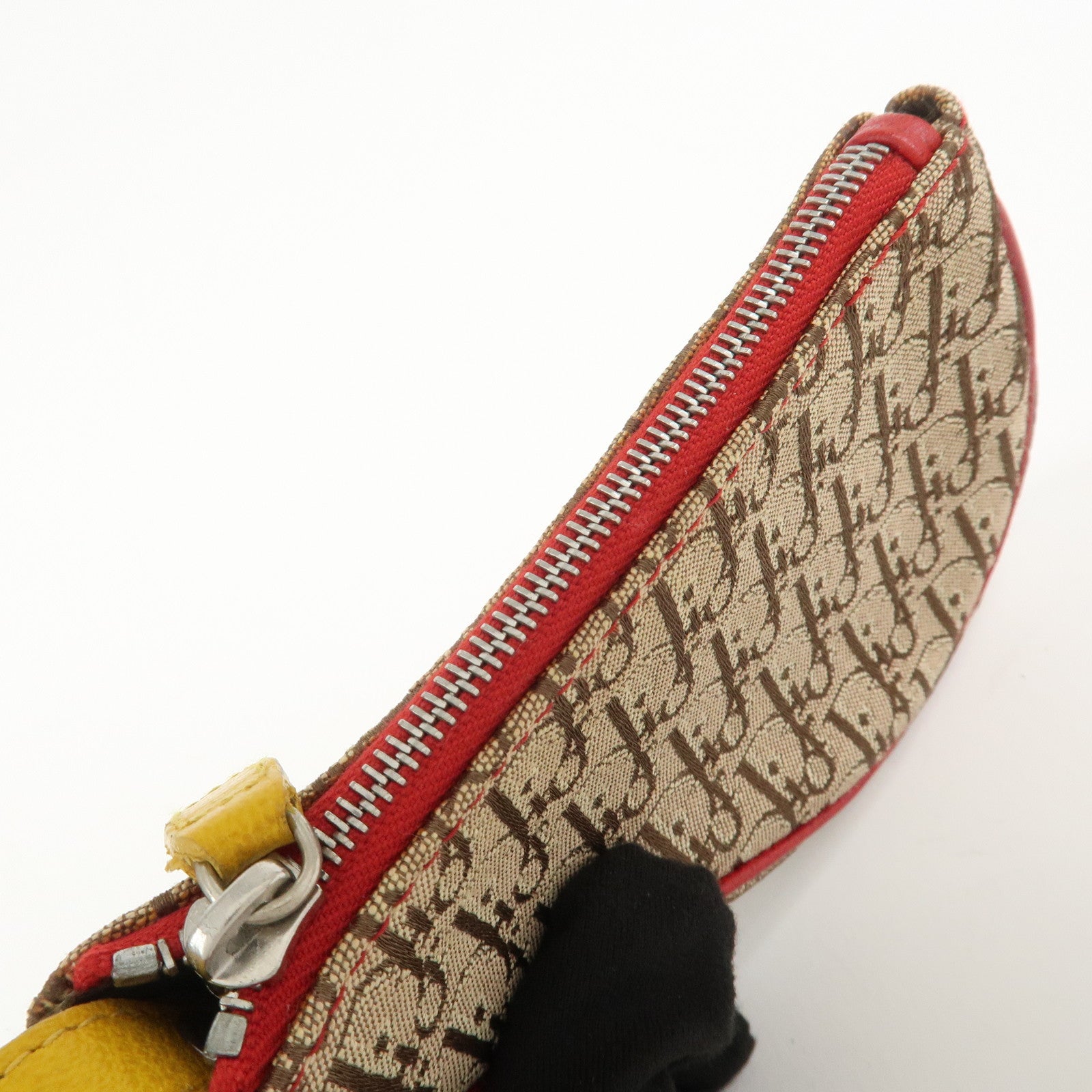 Christian Dior Rasta Trotter Canvas Leather Saddle Coin Case Brown