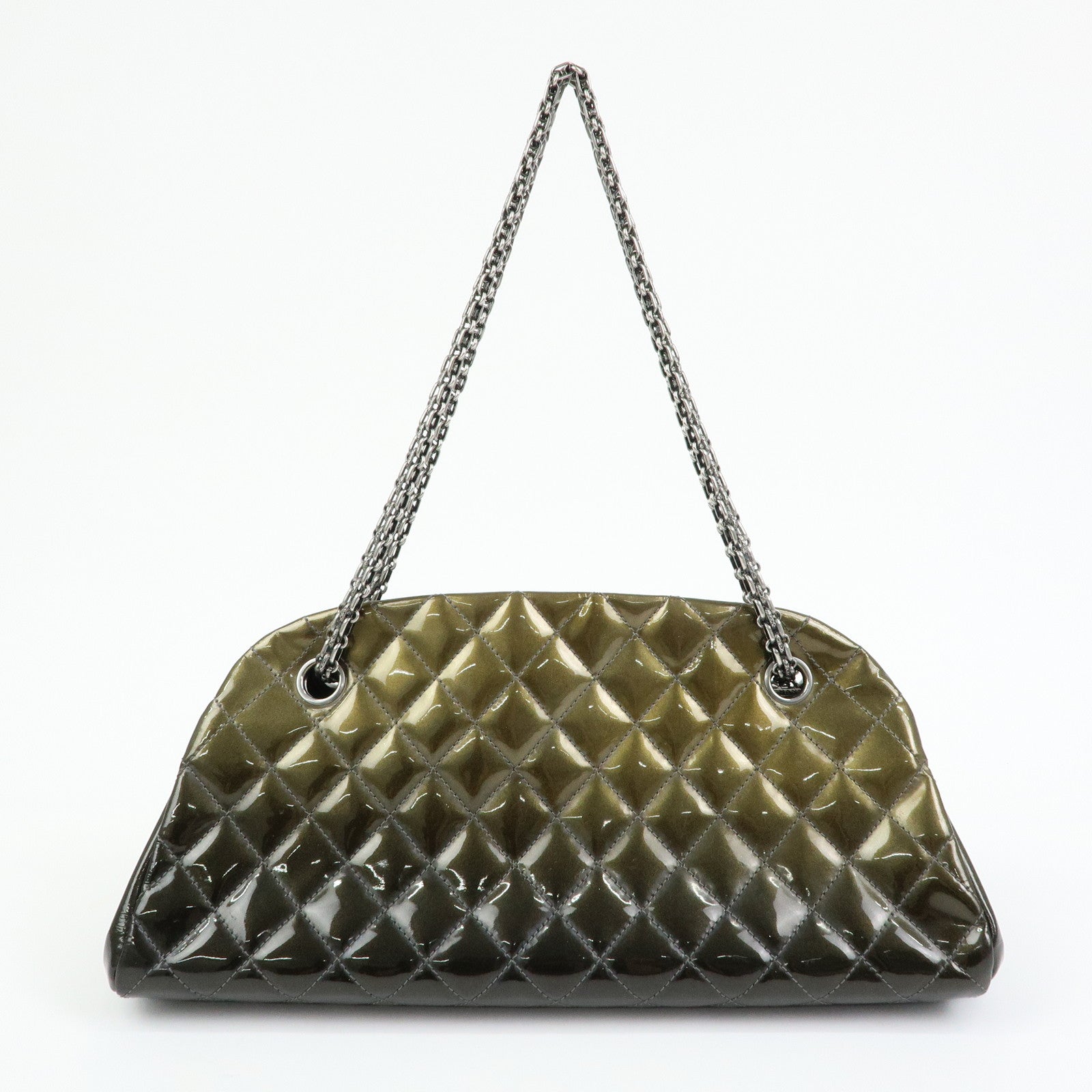 CHANEL Mademoiselle Matelasse Patent Leather Shoulder Bag A50557