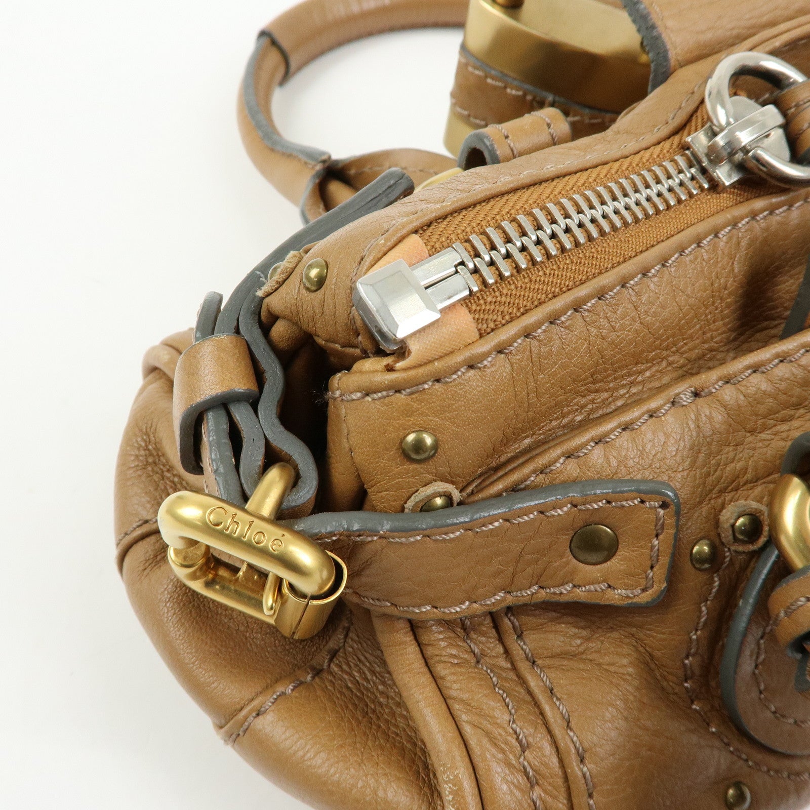 Chloe Paddington Leather Mini Hand Bag Boston Bag Brown