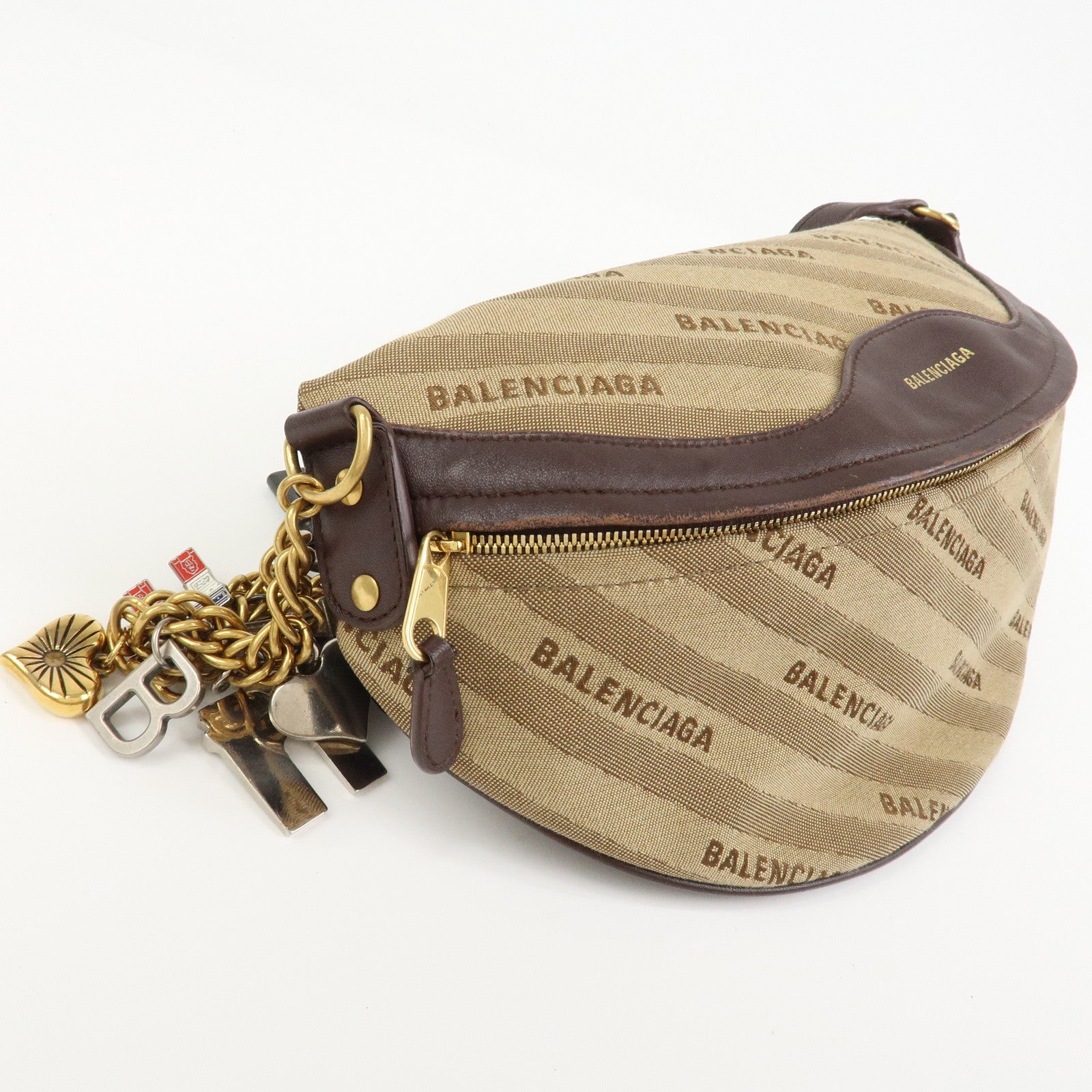 BALENCIAGA Leather Souvenir XS Body Bag Crossbody Bag Brown 518163