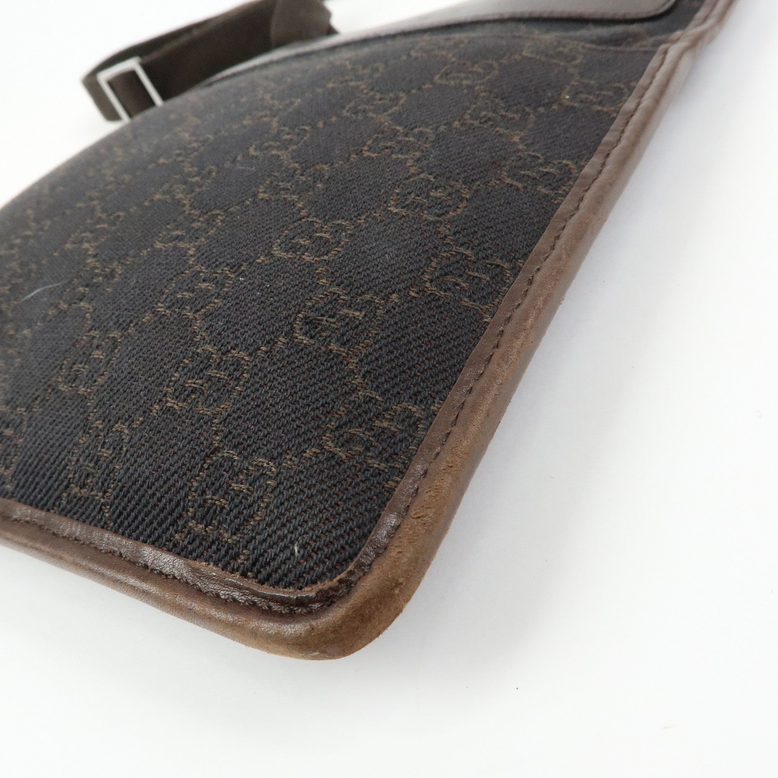 GUCCI GG Denim Leather Shoulder Bag Crossbody Bag Brown 27639