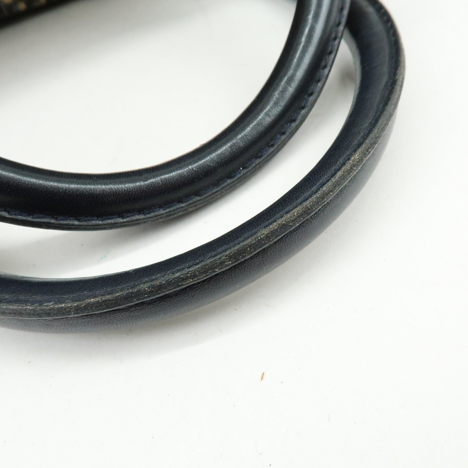 Christian Dior Trotter Leather Boston Bag Hand Bag Beige Navy