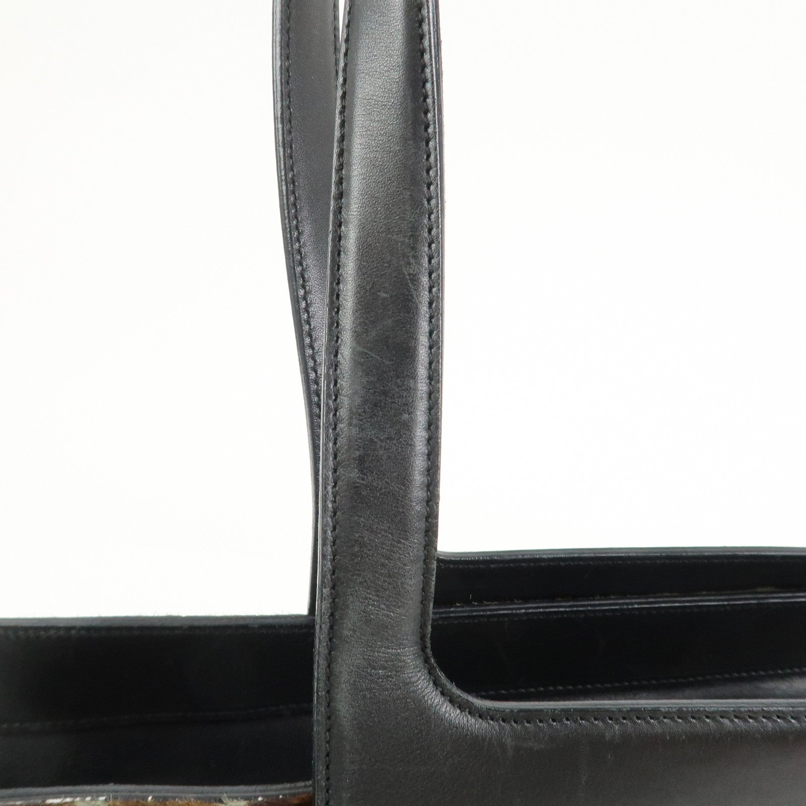 Ferragamo Gancini Unborn Calf Leather Tote Bag Shoulder Bag Leopard