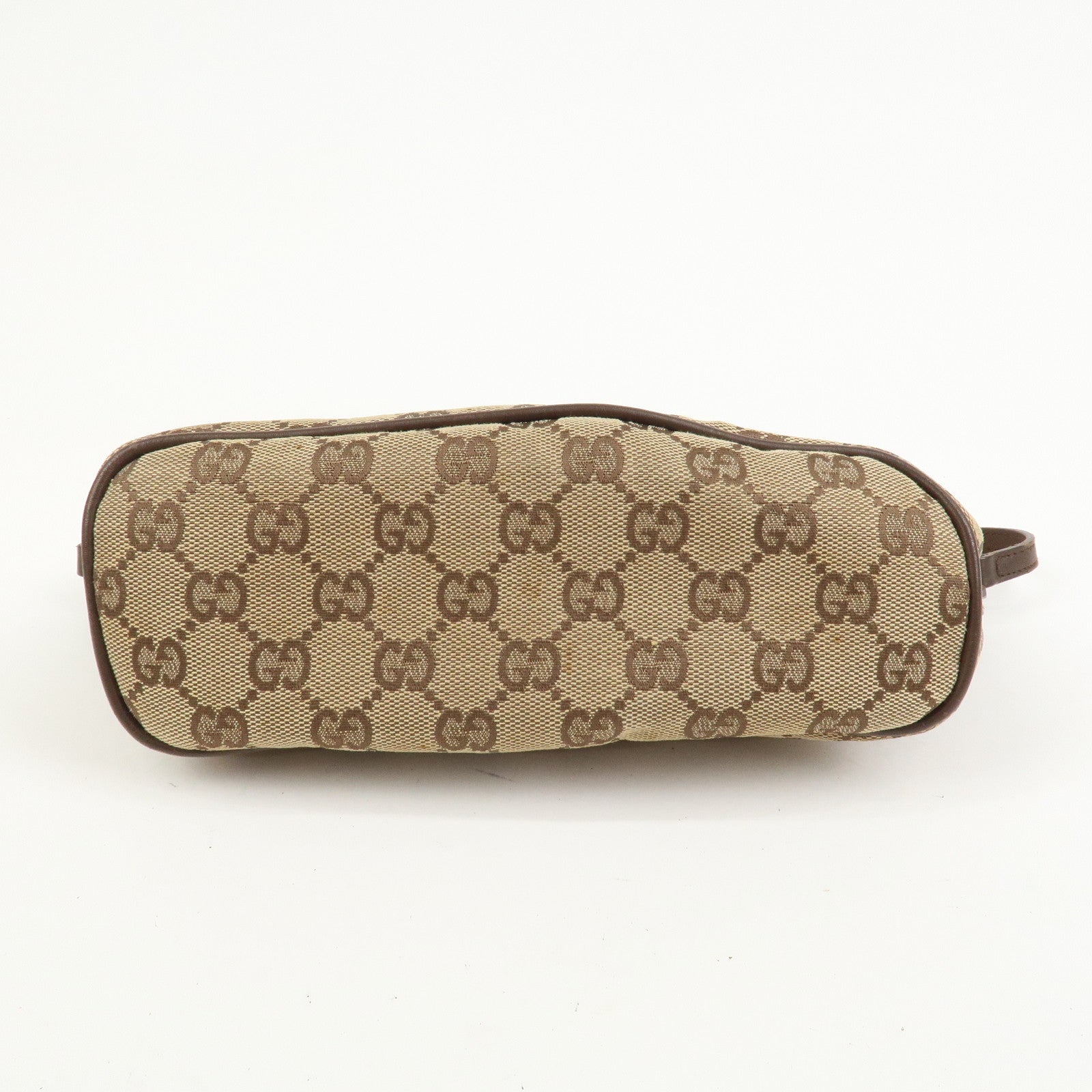 GUCCI Boat Bag GG Canvas Leather Hand Bag Brown 07198