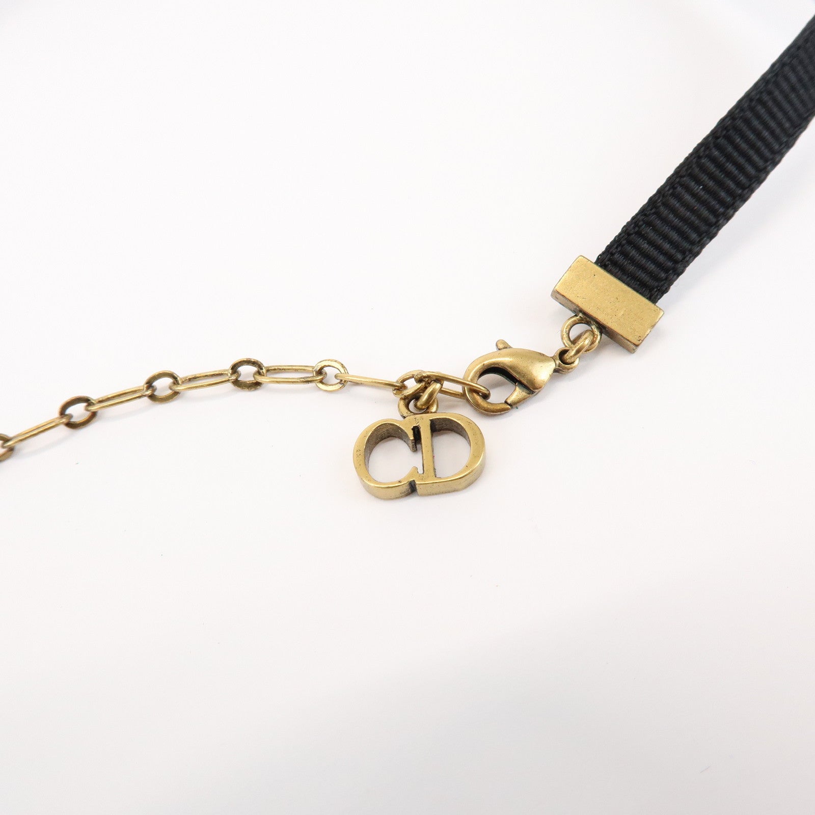 Christian Dior Metal Nylon J’ADIOR Necklace Choker Gold Black
