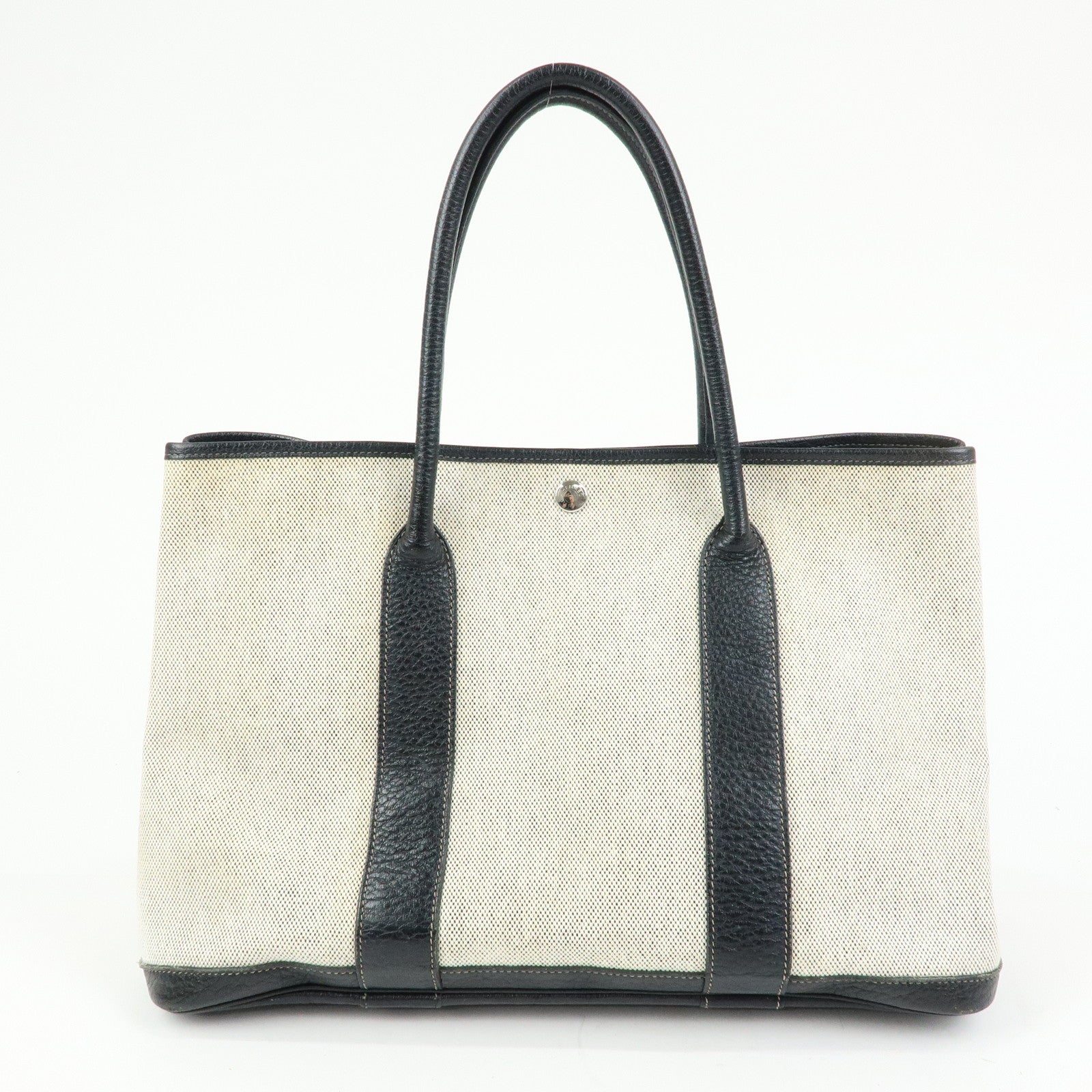 HERMES Toile Ash Negonda Garden Party PM □J Stamped Tote Bag Beige