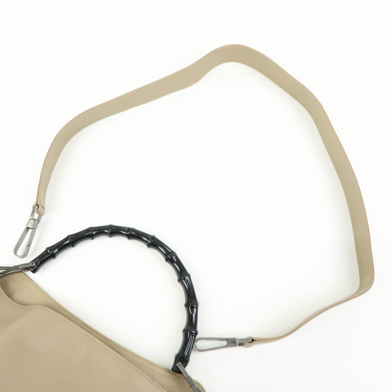 GUCCI Bamboo Leather 2Way Hand Bag Shoulder Bag Beige 001・1638・2684