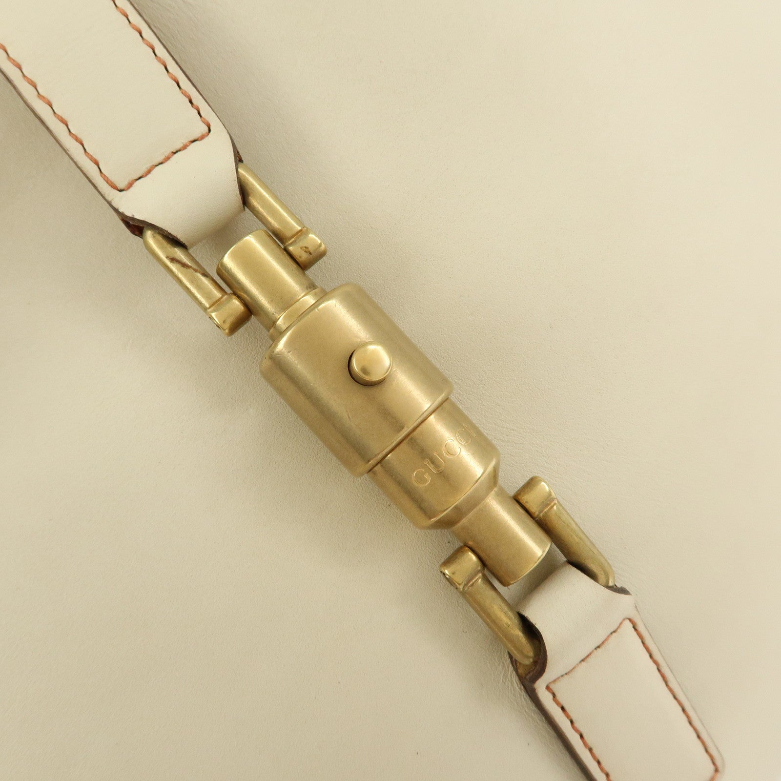 GUCCI Jackie Leather Shoulder Bag Hand Bag Studs Ivory 120888