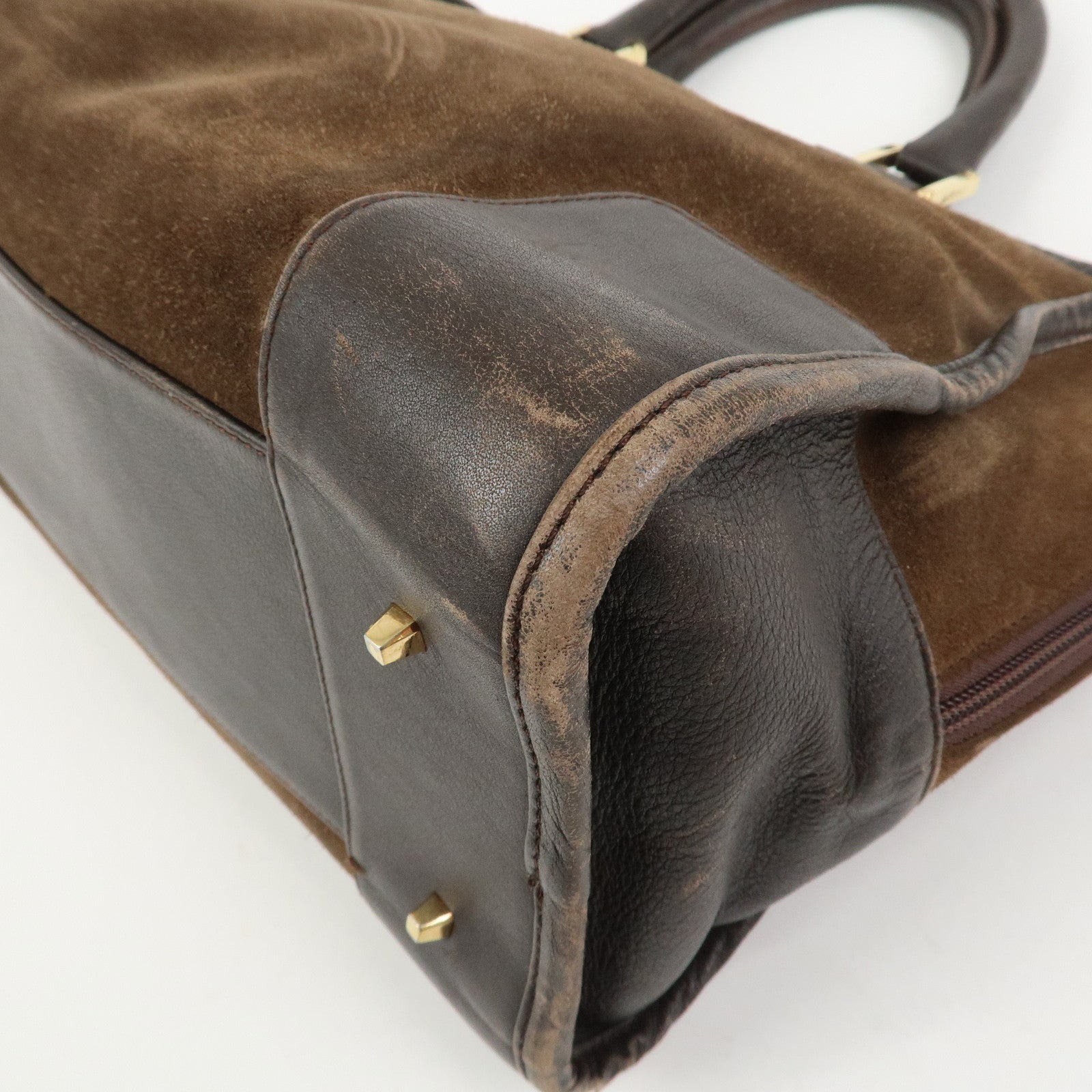 LOEWE Anagram Amazona 32 Suede Leather Hand Bag Boston Bag Brown