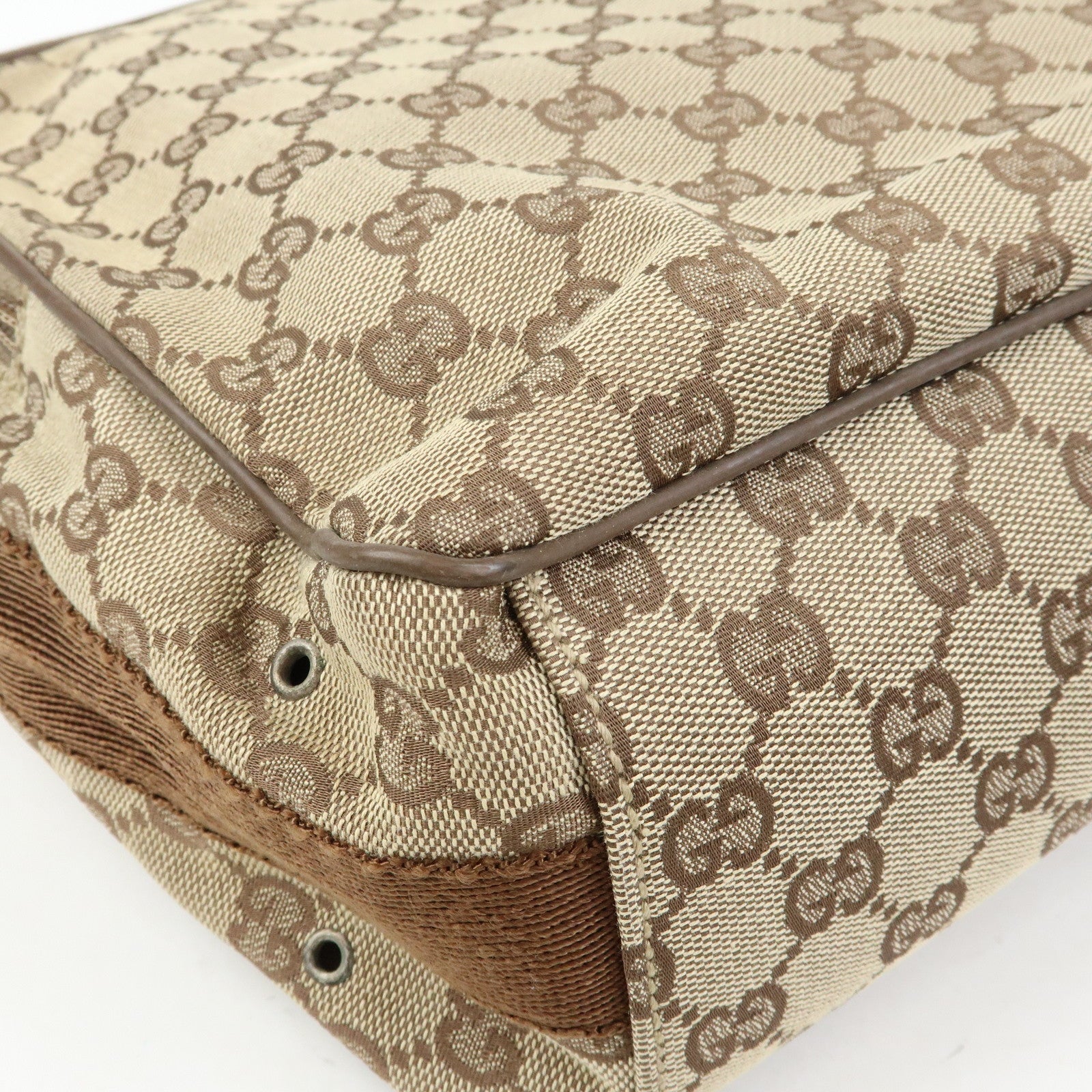 GUCCI GG Canvas Leather Shoulder Crossbody Bag Beige Brown 90474