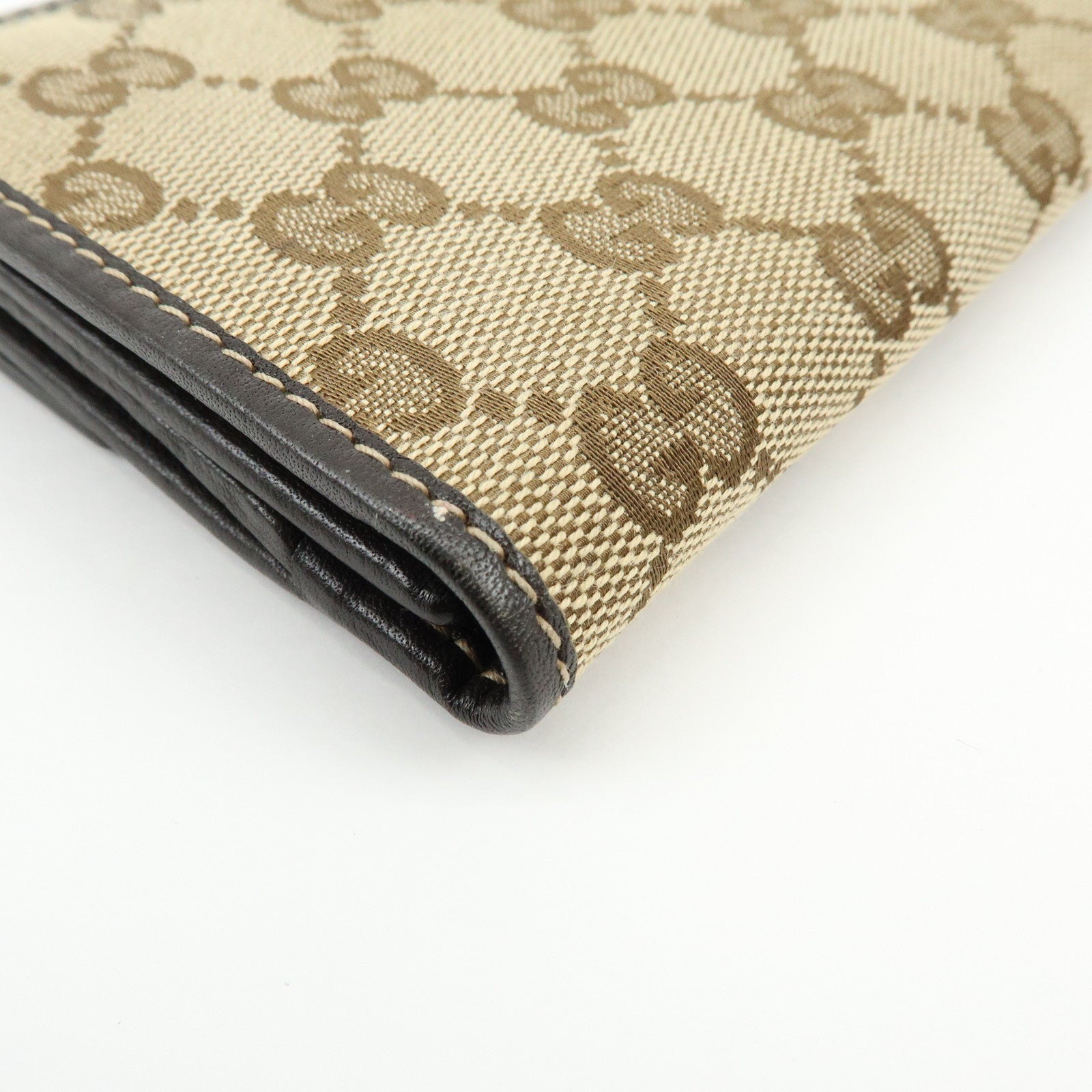 GUCCI GG Heart Logo Canvas Leather W Hook Long Wallet 203550