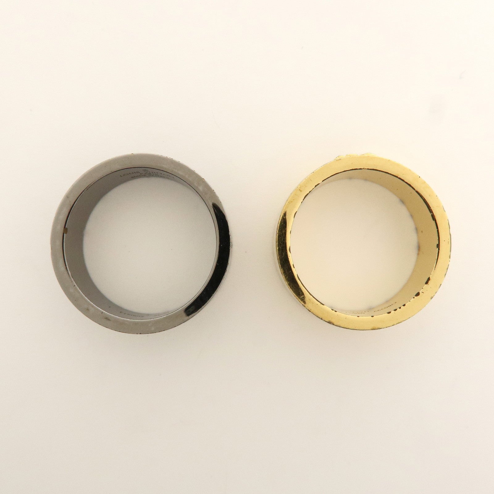 Louis Vuitton Instinct Set of2 Rings Size L Silver Grey Gold M00514