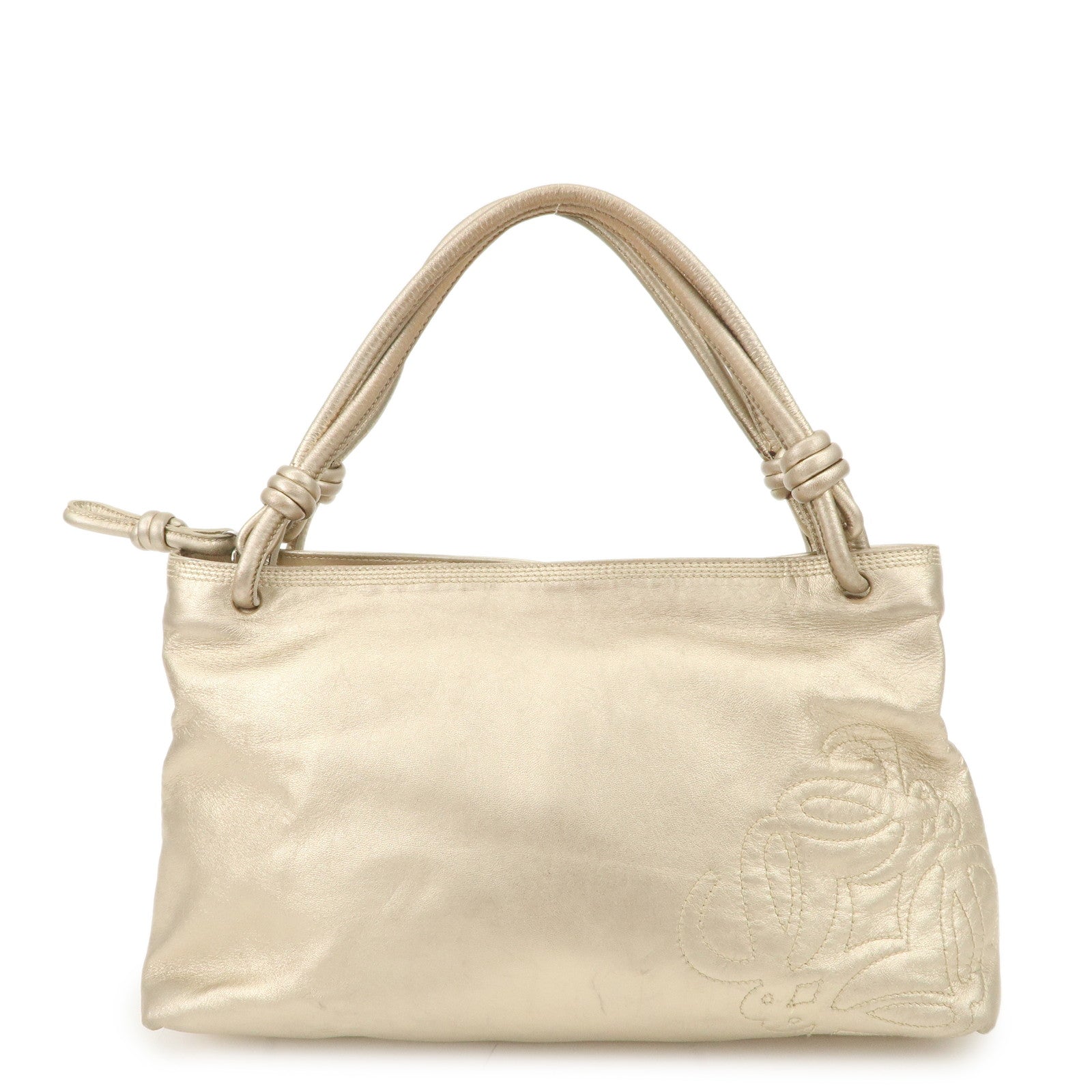 LOEWE Anagram Nappa Leather Hand Bag Shoulder Bag Champagne Gold