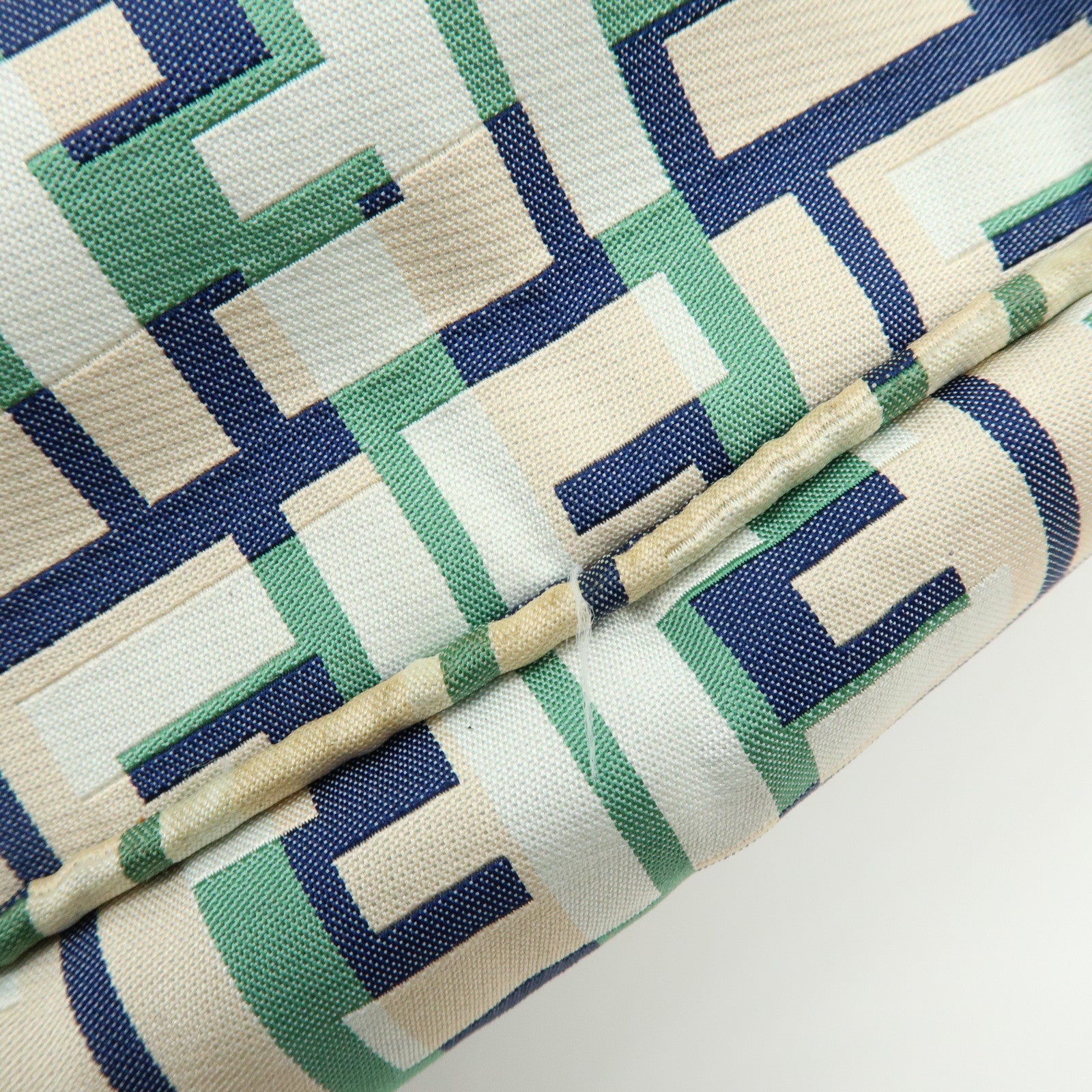 FENDI Zucca Nylon Leather Tote Bag Shoulder Bag Navy Green