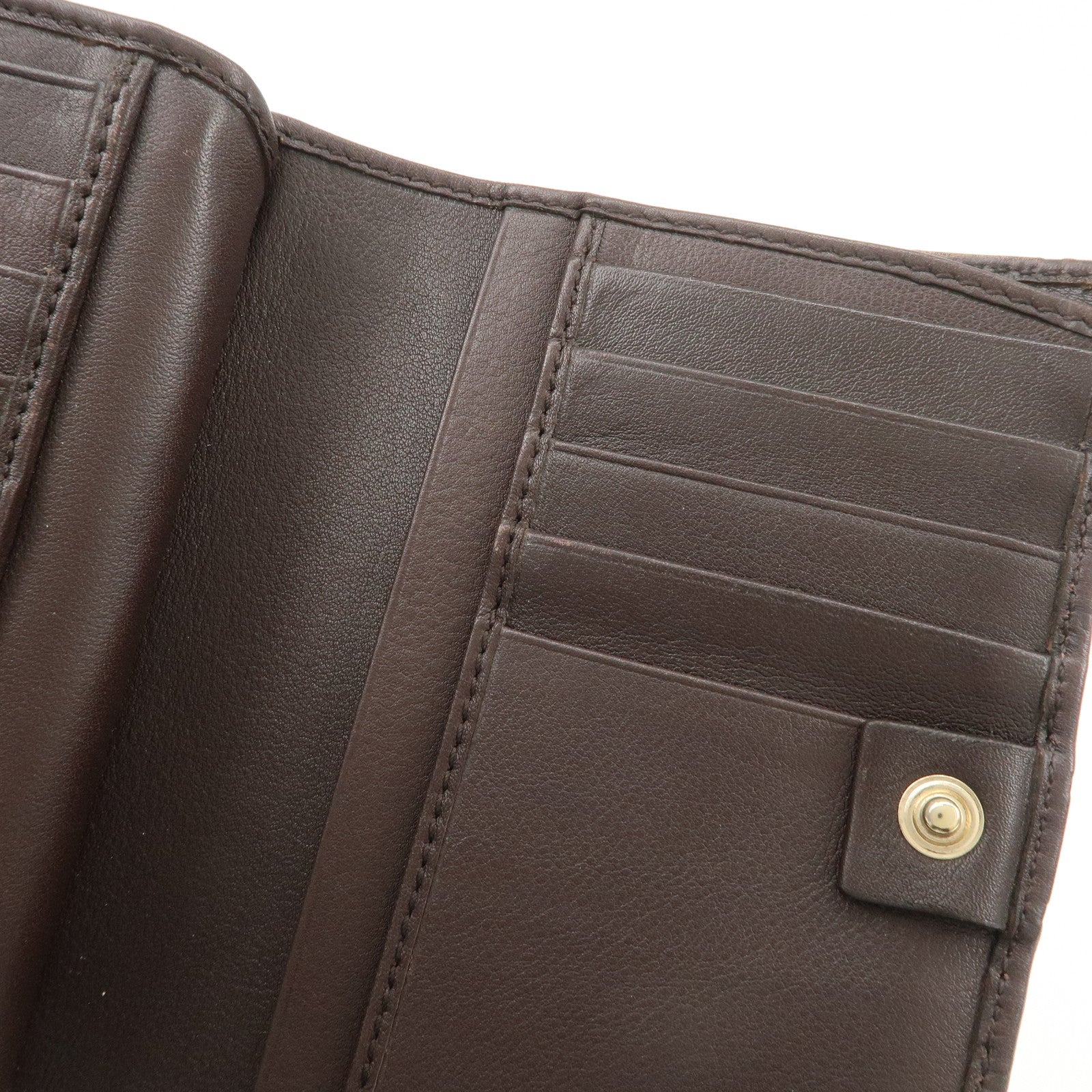 GUCCI Guccissima Leather Tri-Fold Compact Wallet Brown 256935