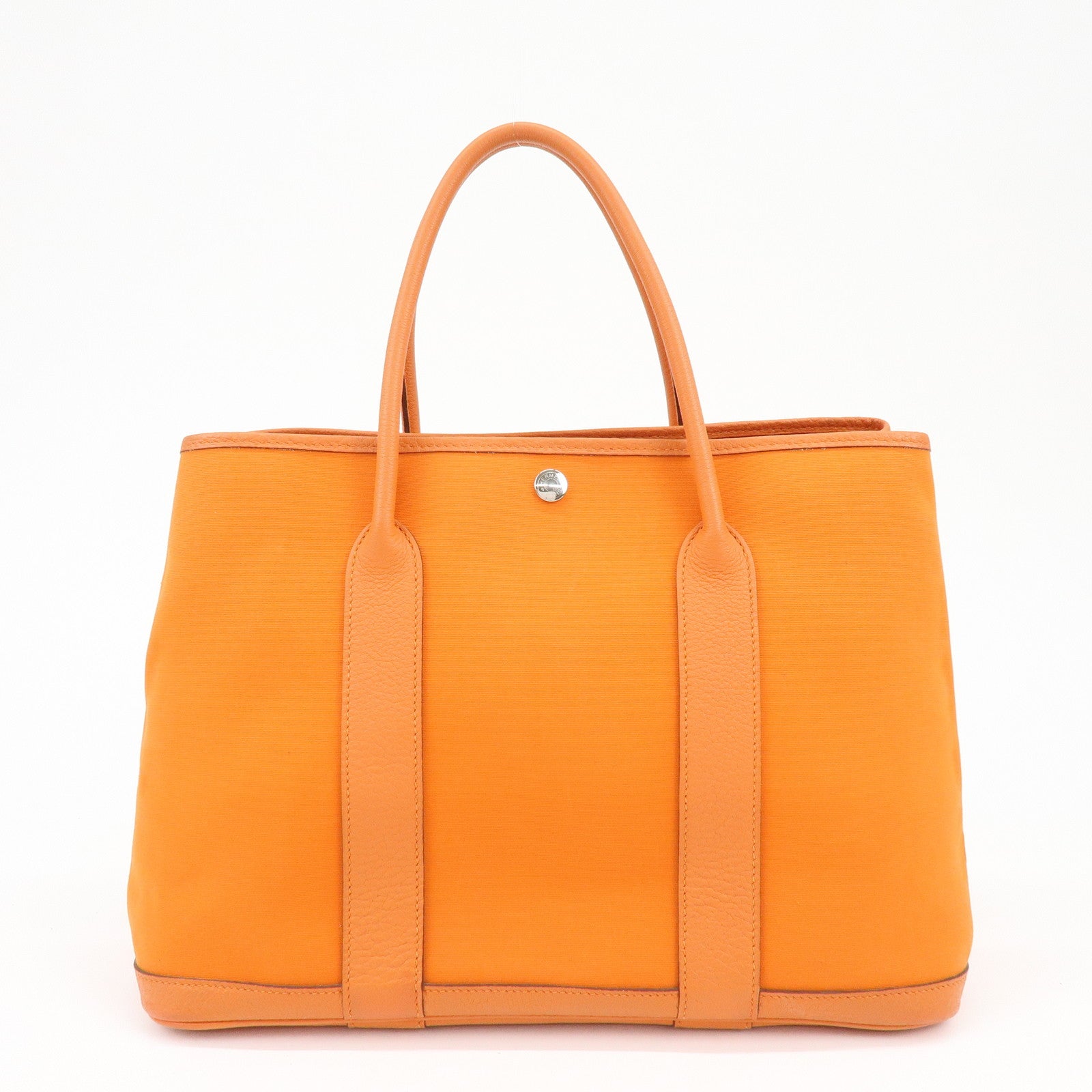 HERMES Garden Party PM Toile Officier Leather □Q Stamped Tote Bag