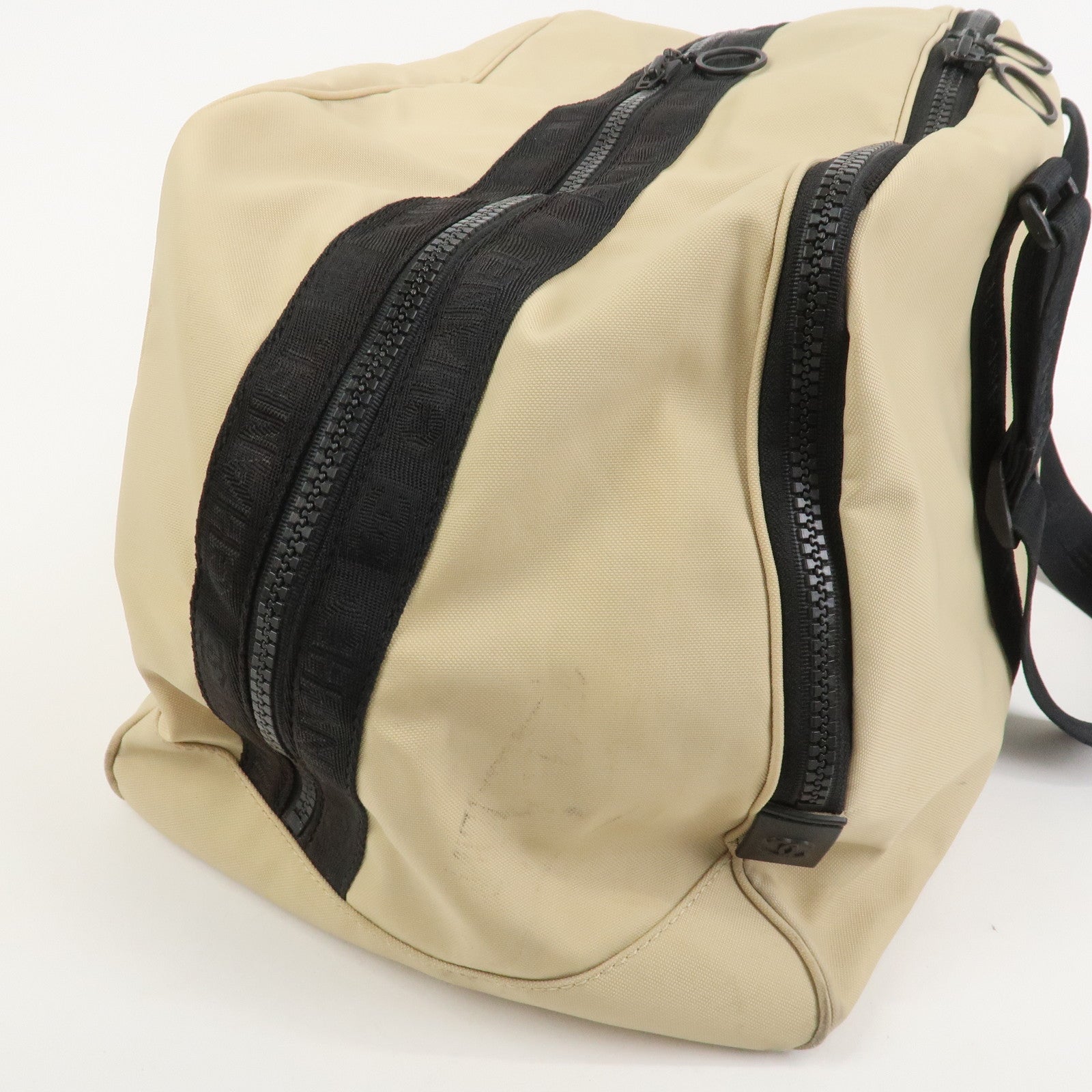 CHANEL Sports Line Nylon Boston Bag Travel Bag Beige Black A19976