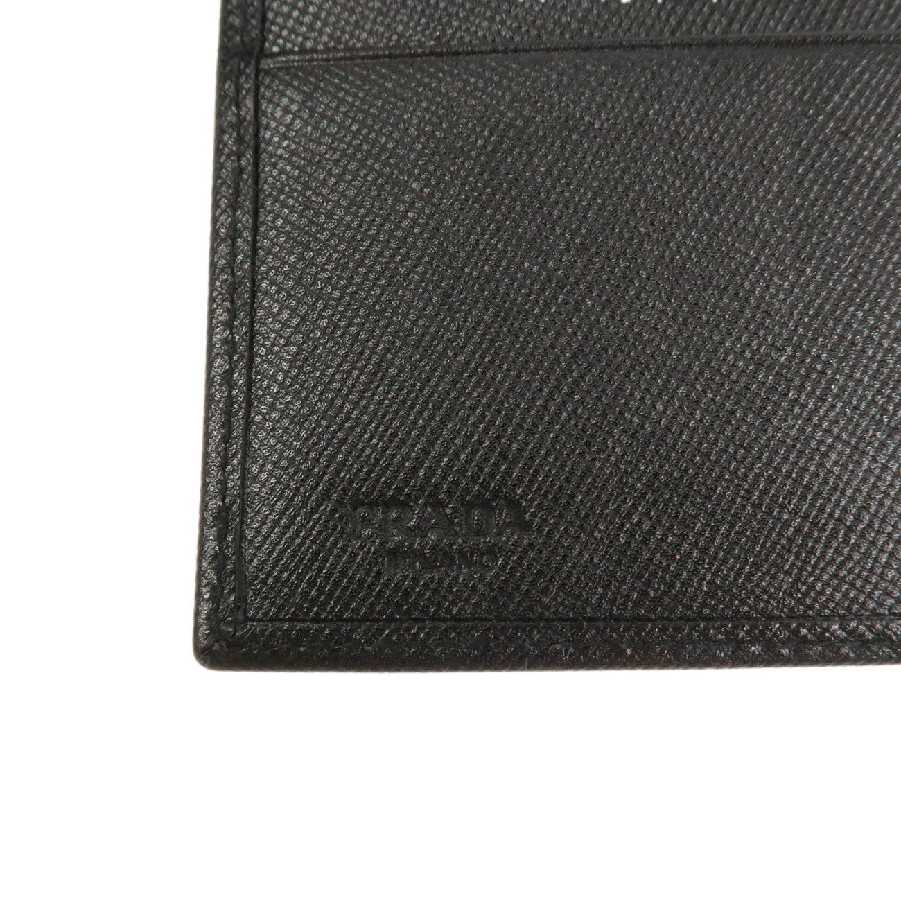 PRADA Triangle Logo Saffiano Leather Tri-fold Wallet Black M170A