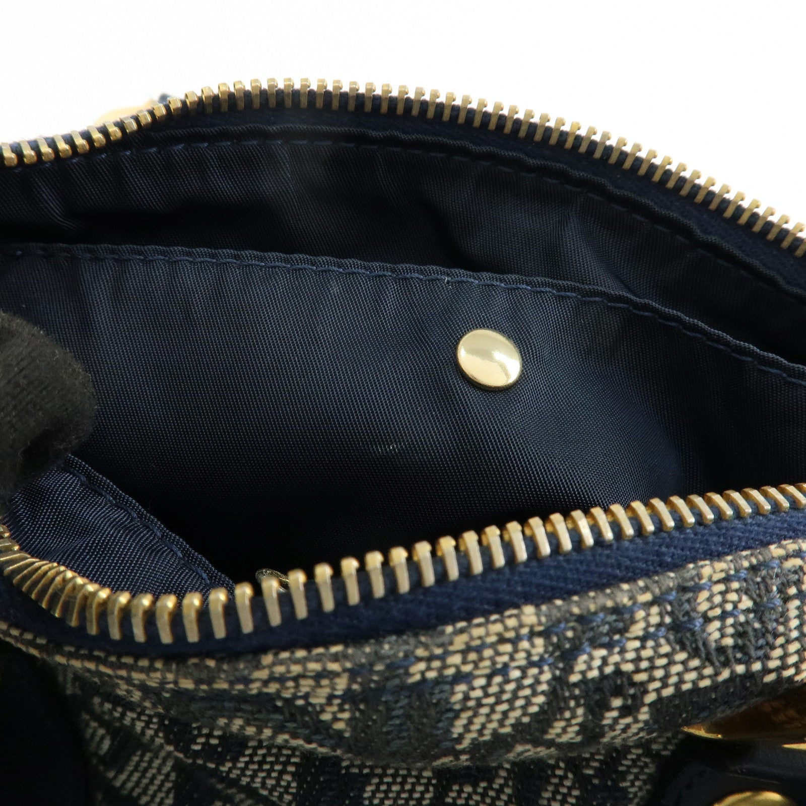 Christian Dior Trotter Jacguard Leather Mini Boston Bag Navy