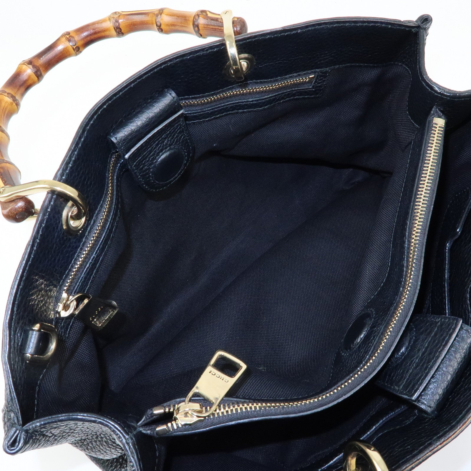 GUCCI Bamboo Leather Shopper Medium 2Way Bag Shoulder Bag 323660