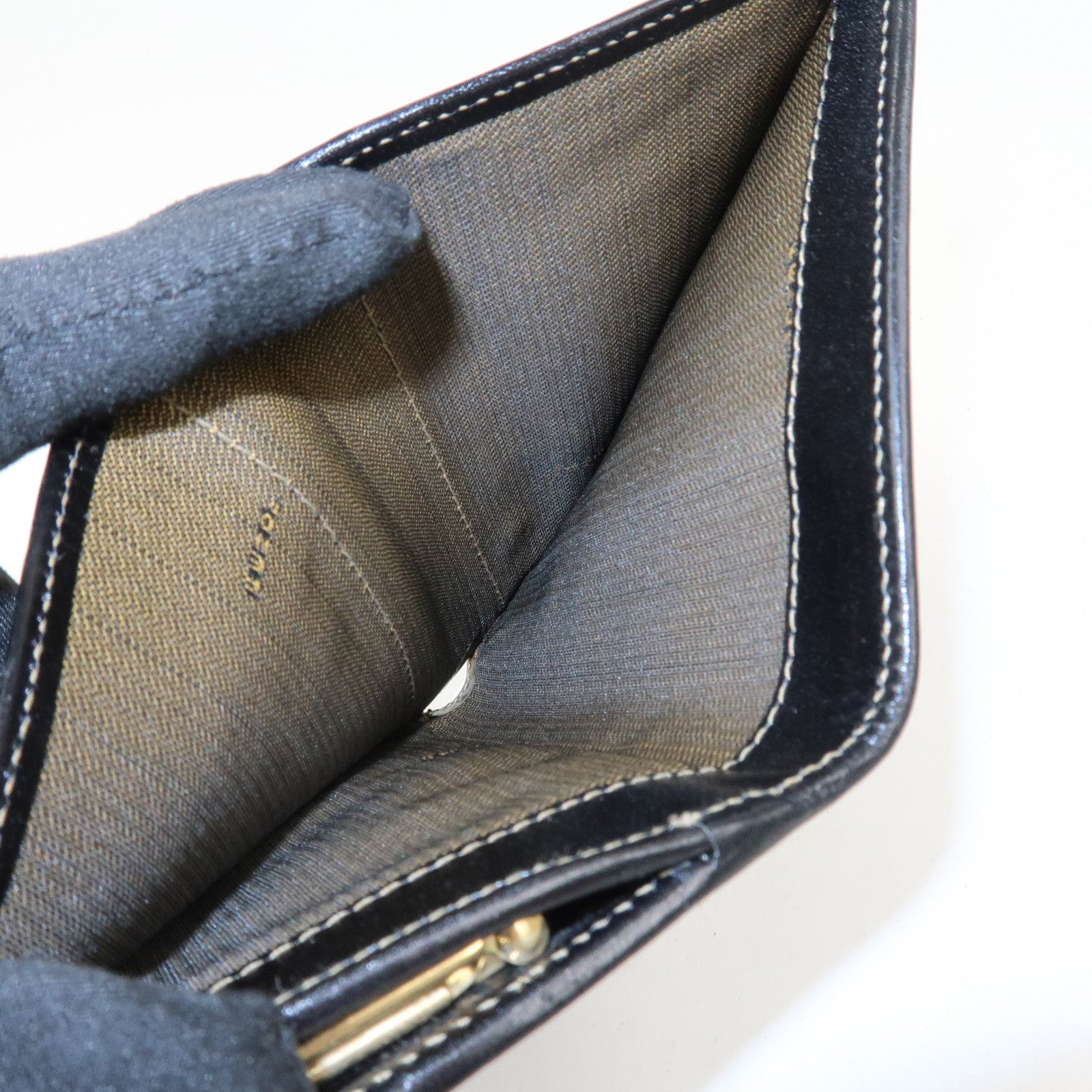 FENDI Zucca Kiss Lock Canvas Leather Bi-fold Wallet Brown 30207