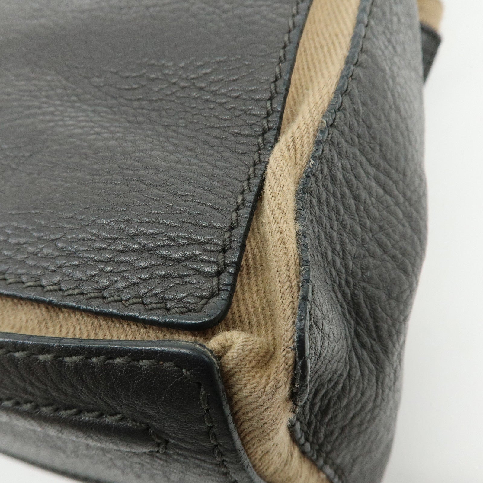 SAINT LAURENT PARIS Muse Leather Canvas Shoulder Bag Dark Brown