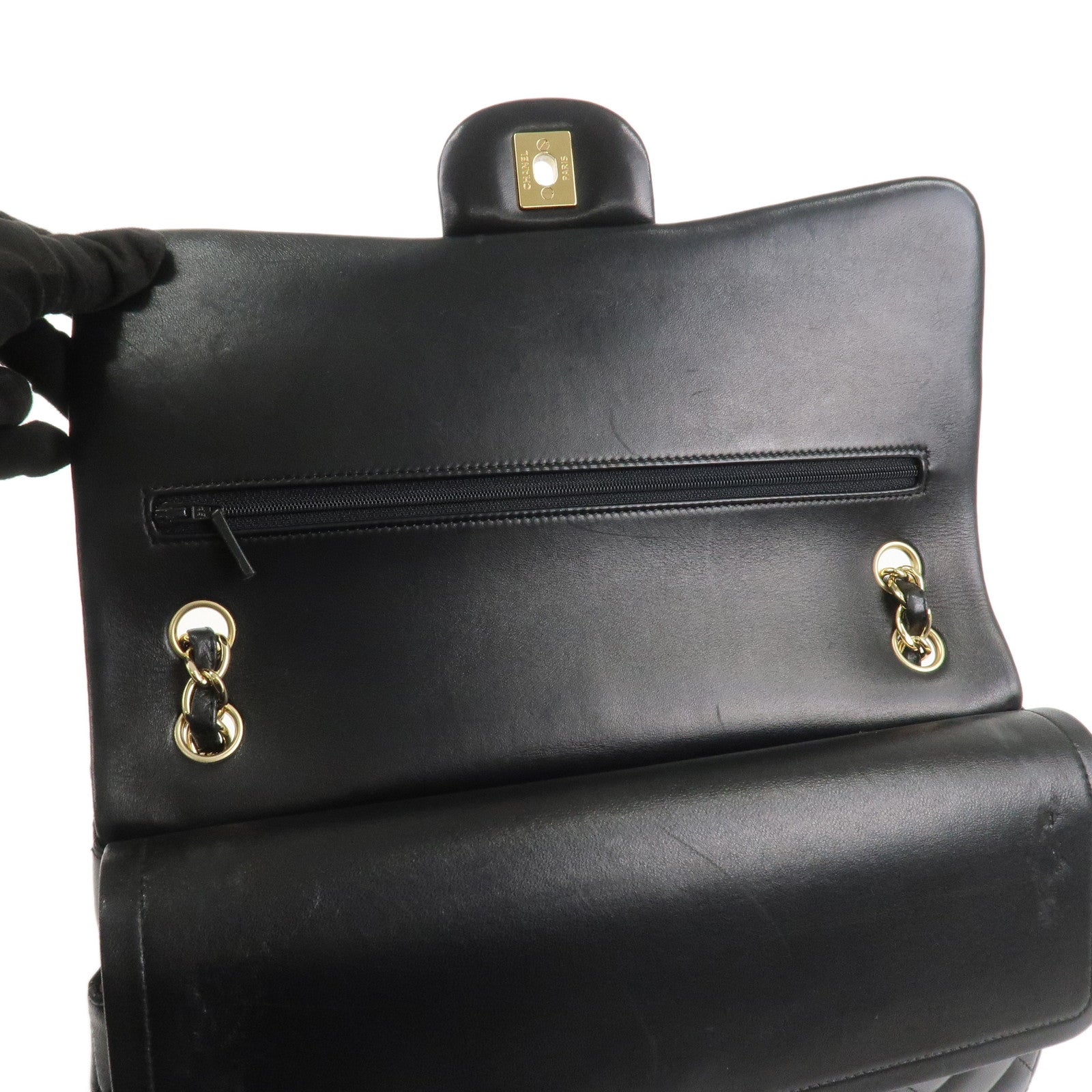 CHANEL Matelasse 30 Lamb Skin Chain Shoulder Bag Black A58600