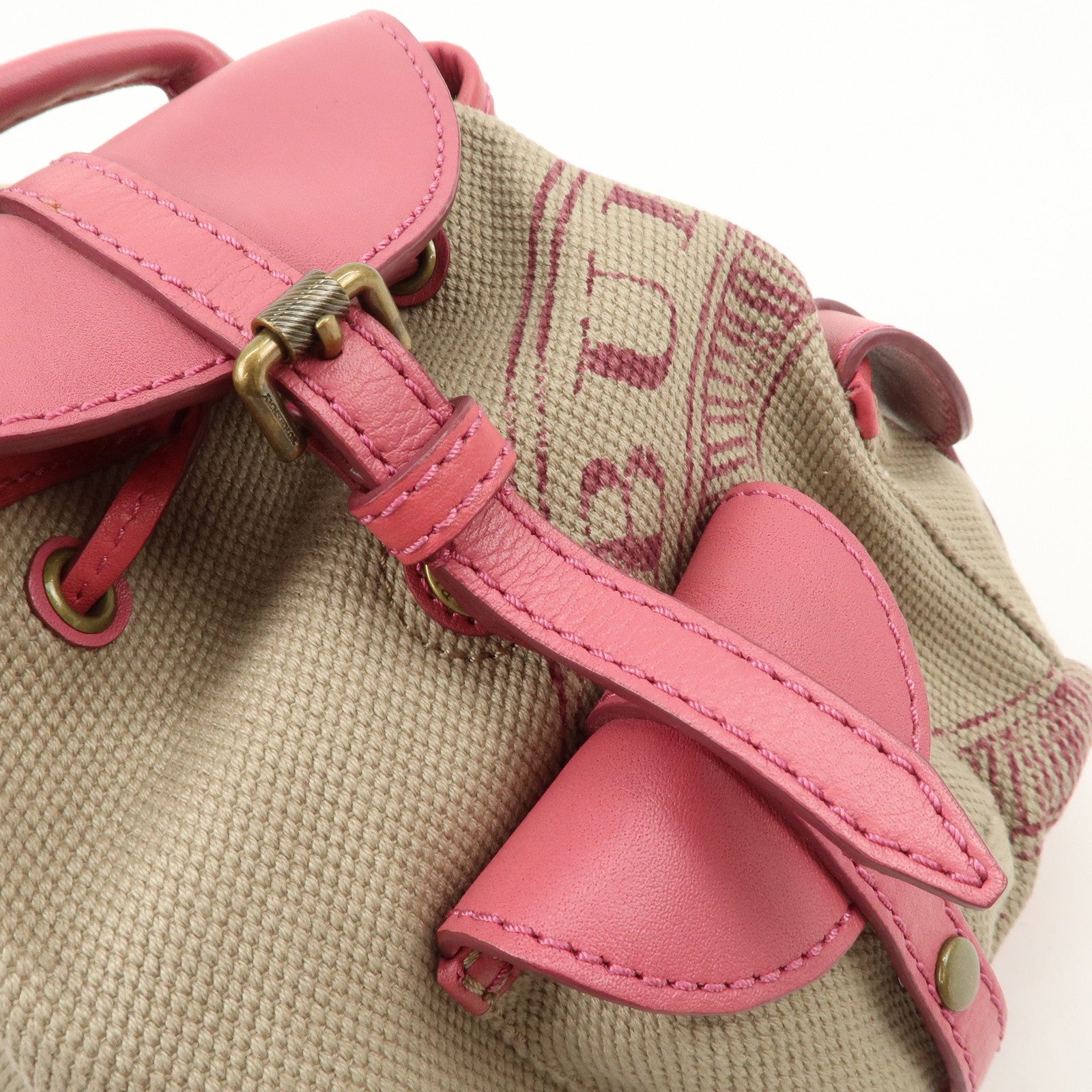 BURBERRY Children Canvas Leather Mini Rucksack Backpack Beige Pink