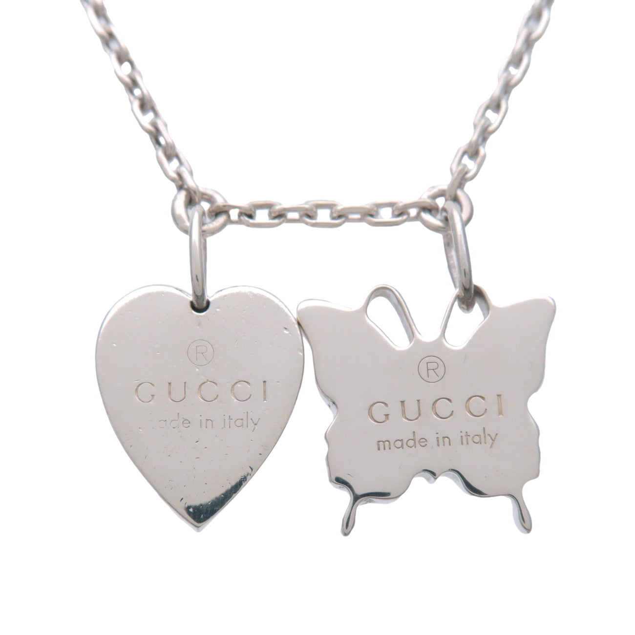 GUCCI Butterfly Heart Motif Necklace SV925 Silver 223983