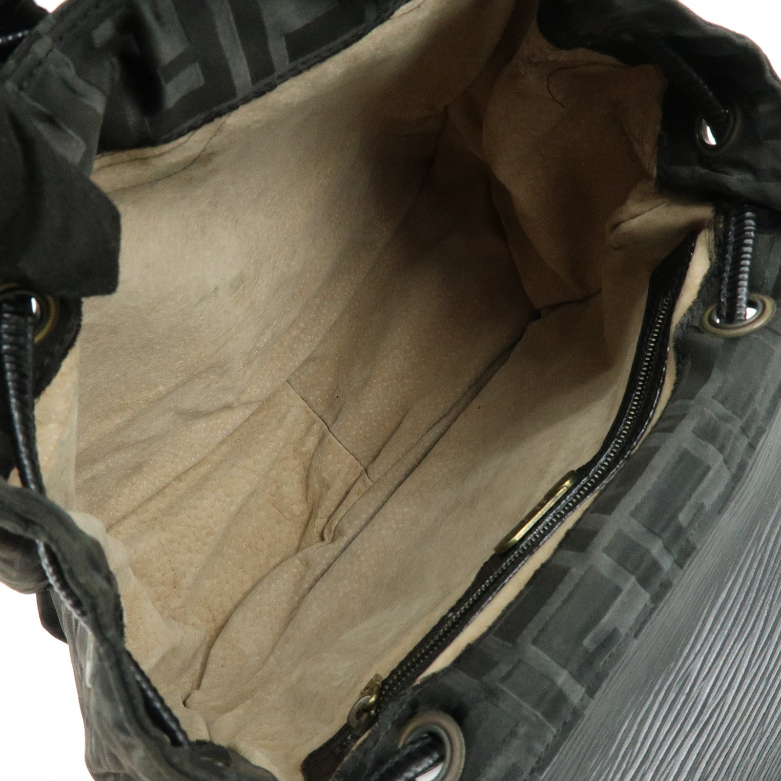 FENDI Logo Zucca Nylon Leather Backpack Rucksack Black