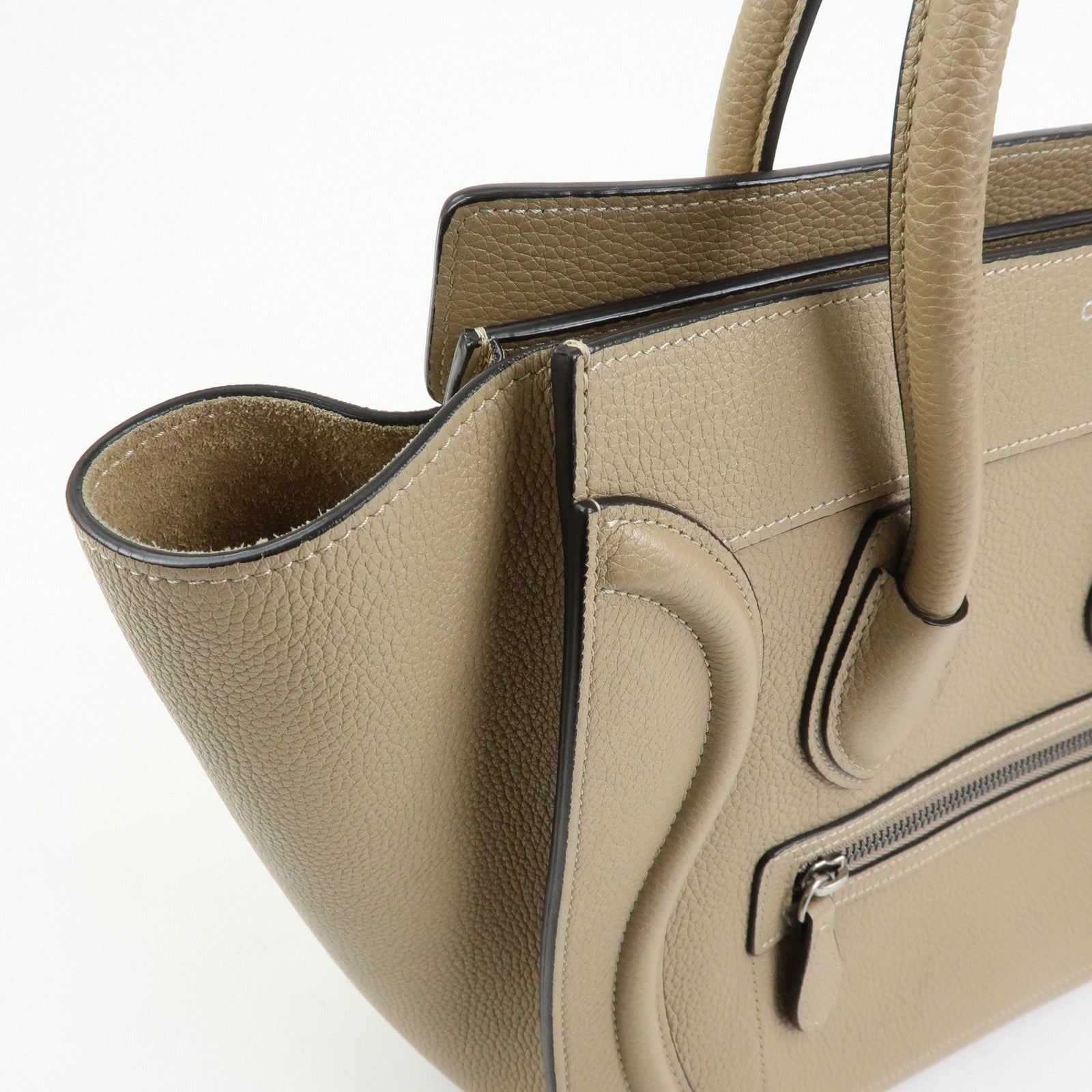 CELINE Luggage Calf Leather Tote Bag Hand Bag Beige