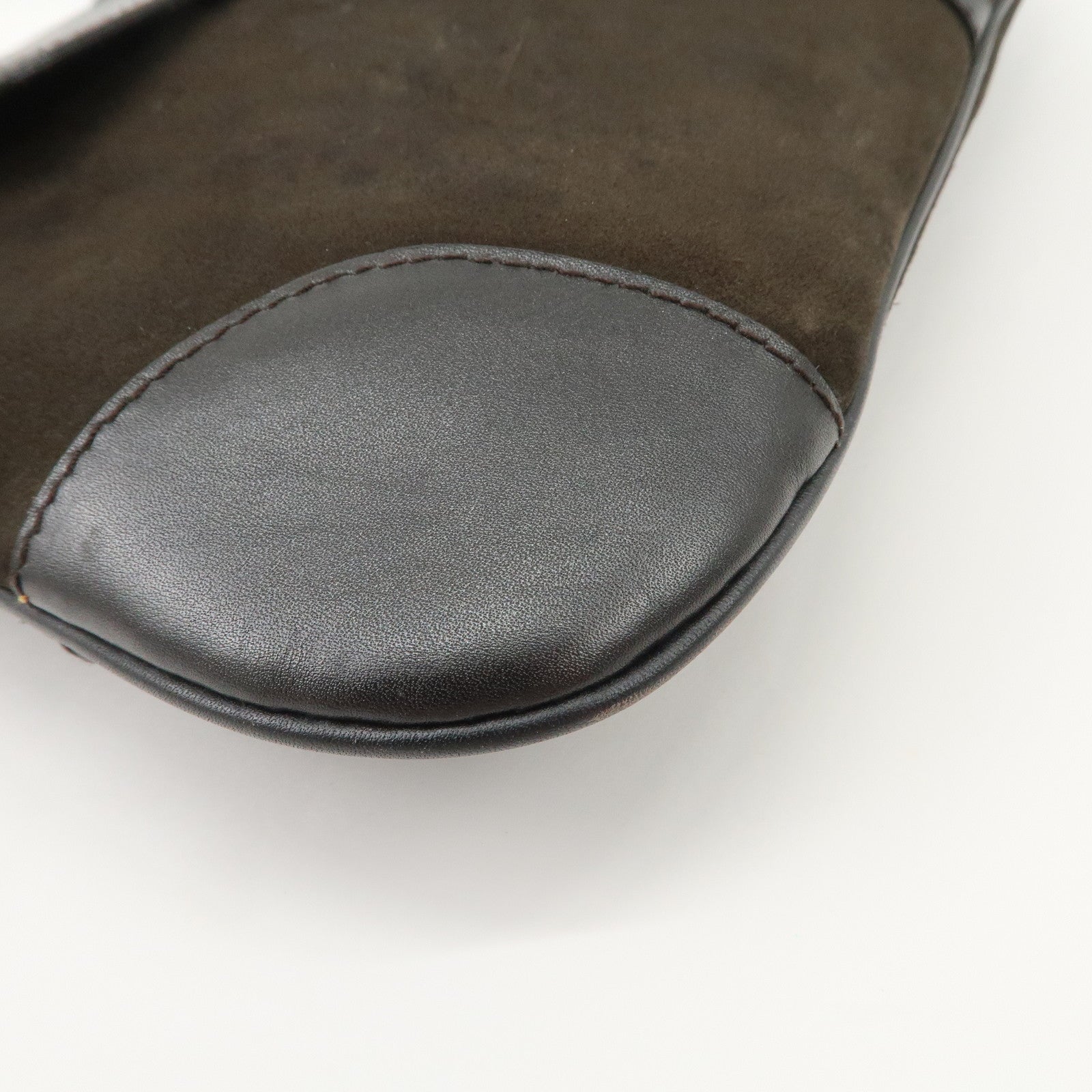 GUCCI Bamboo Leather Shoulder Bag Black Gold HDW 001.4096 Used