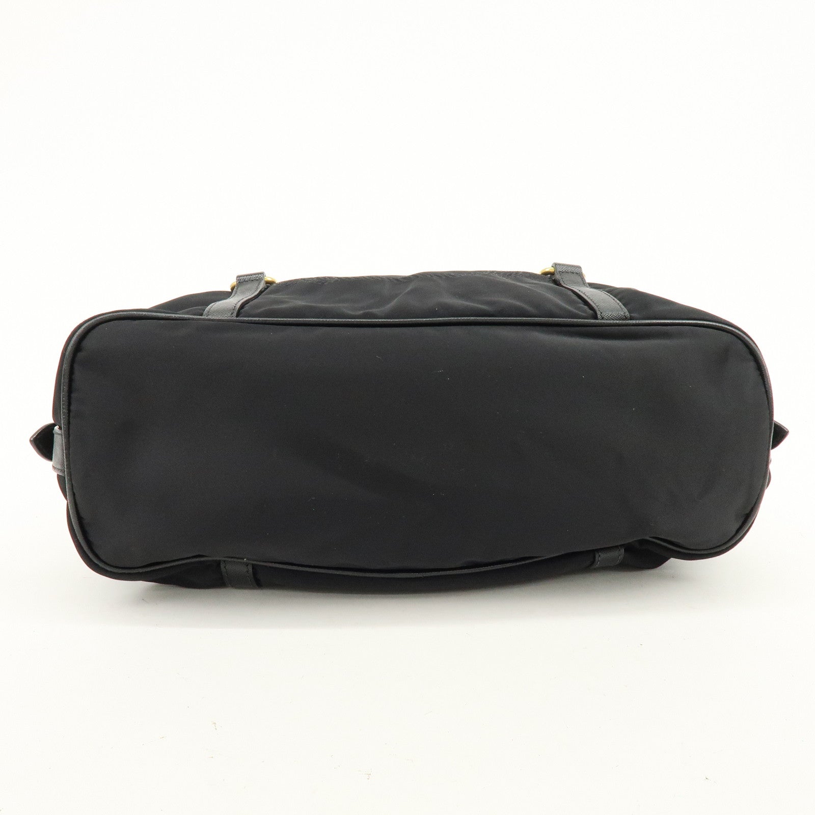 PRADA Logo Nylon Leather Boston Bag Shoulder Bag Black BL0600