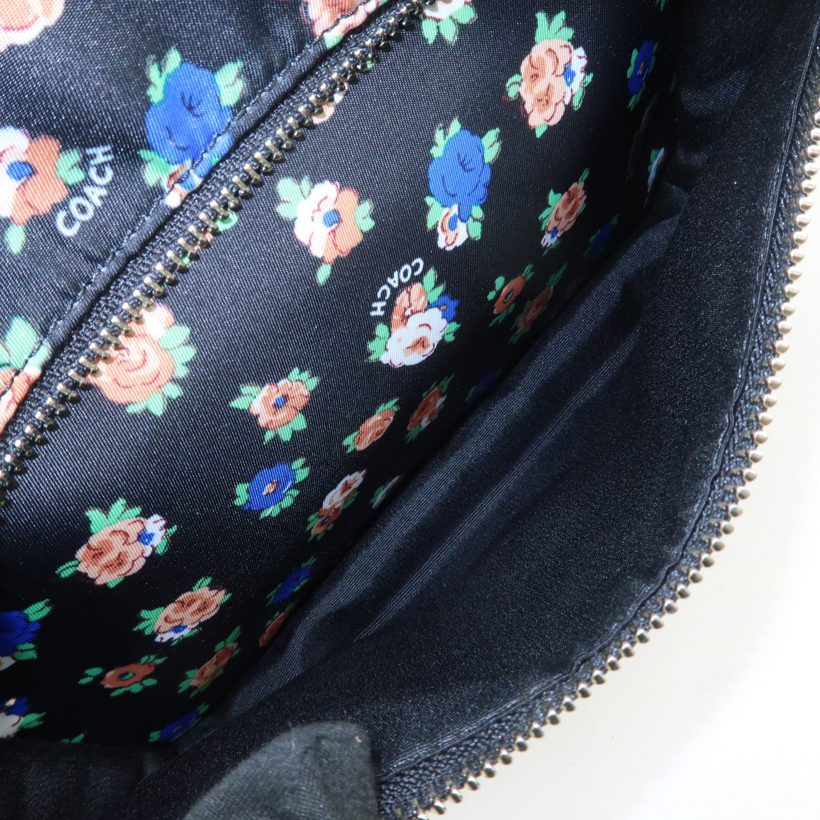 COACH Charlie Nylon Leather Floral Backpack Rucksack Black