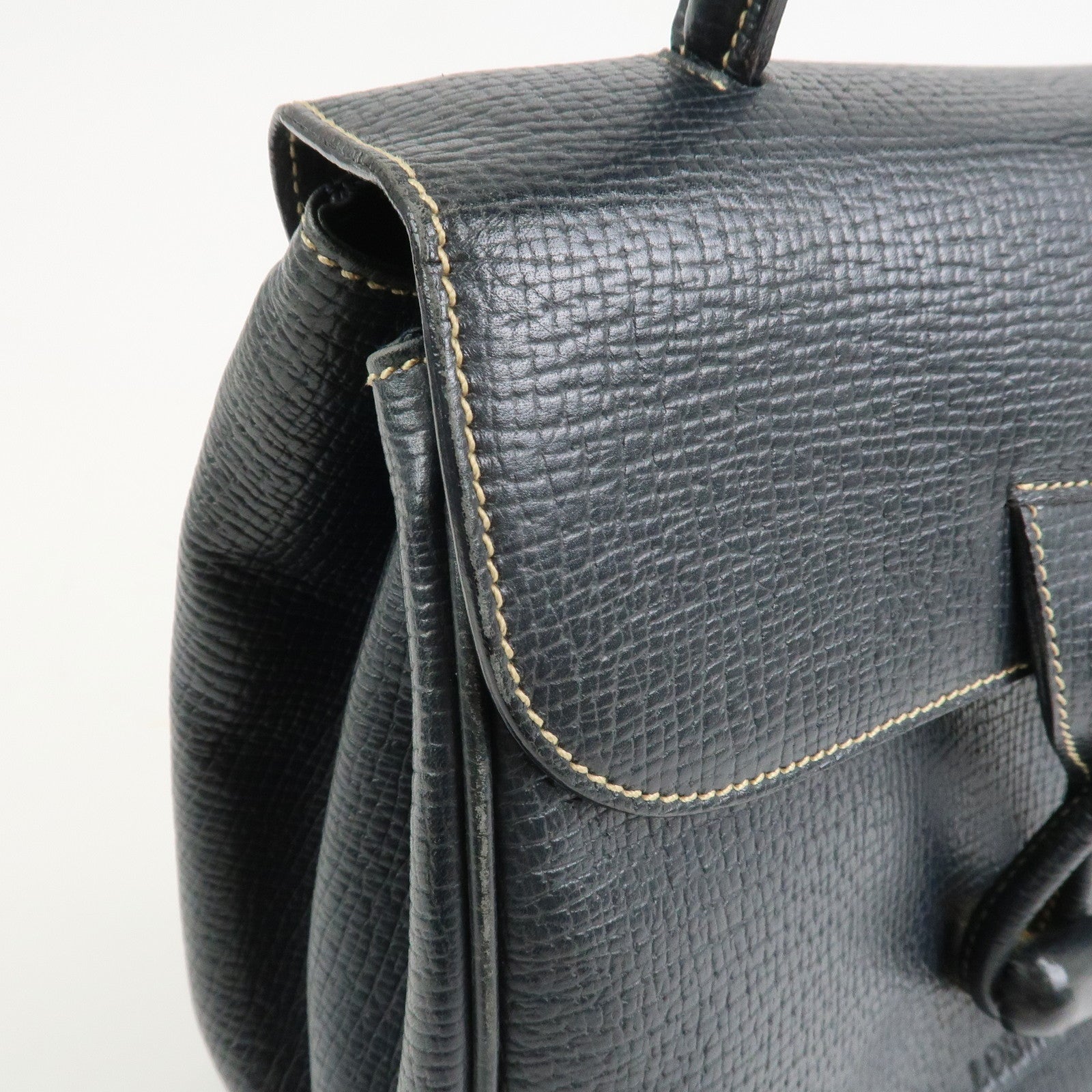 LOEWE Leather 2Way Bag Hand Bag Shoulder Bag Dark Navy