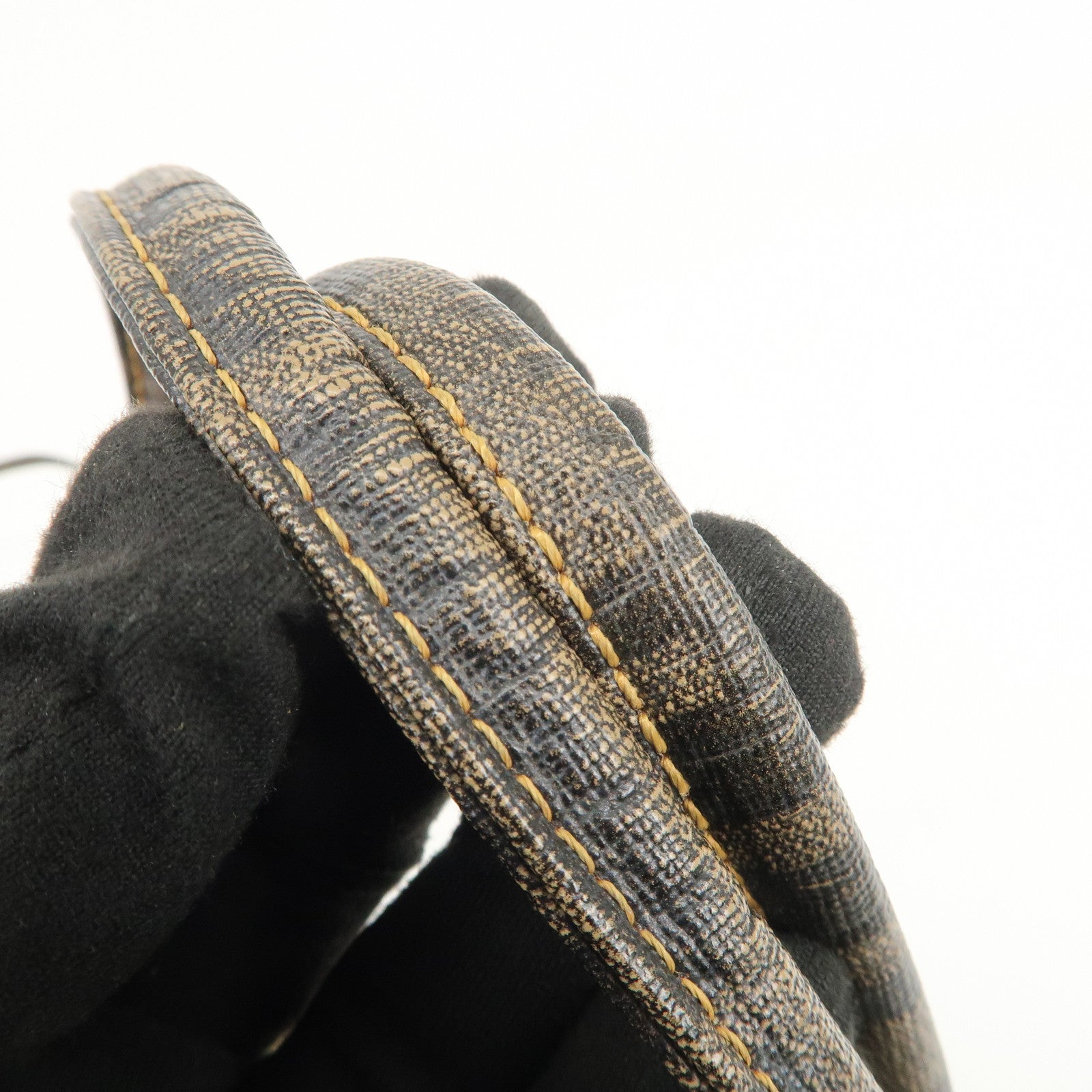 FENDI Zucca Nylon PVC Canvas Hand Bag Tote Bag Brown Black 8BH134