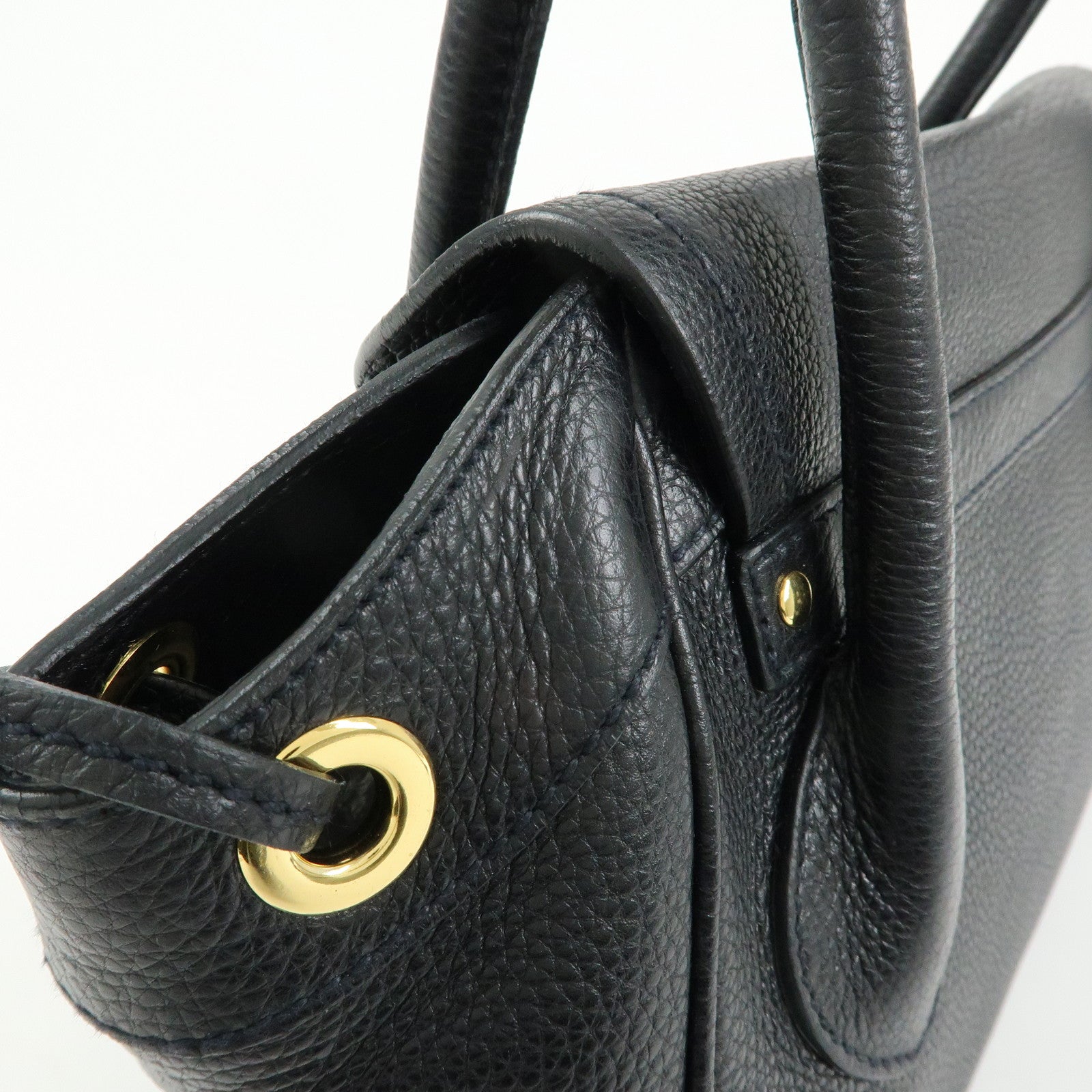 PRADA Vitello Daino Leather Hand Bag Shoulder Bag Black BR3207