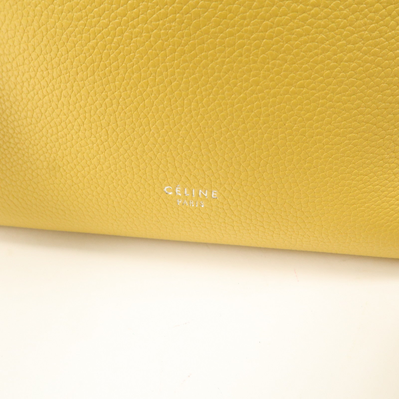 CELINE Leather Sangle Bucket Shoulder Bag Hand Bag Yellow