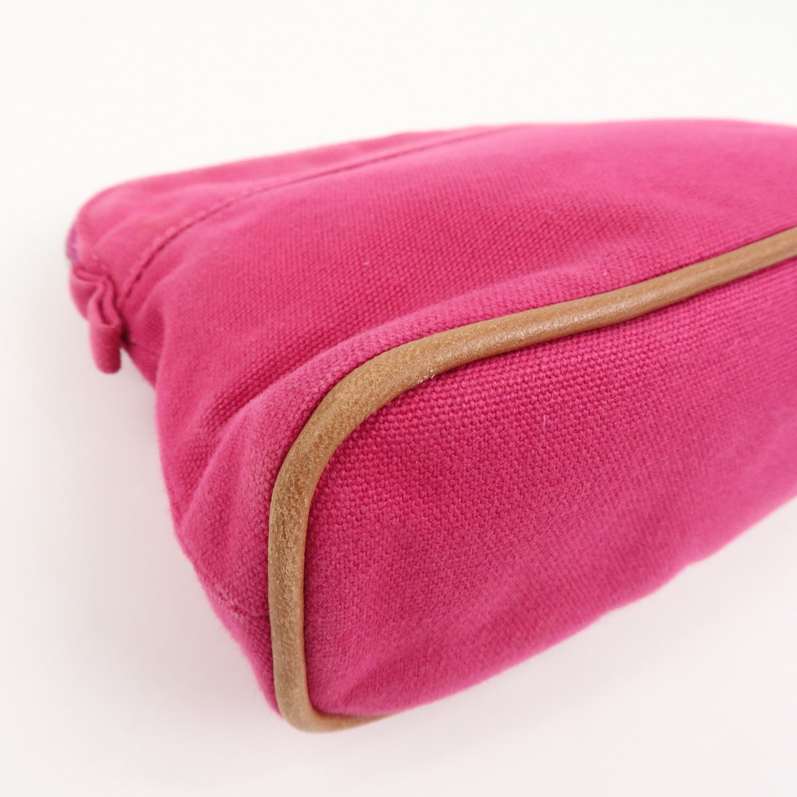 HERMES Canvas Leather Bolide Pouch PM Cosmetic Pouch Pink