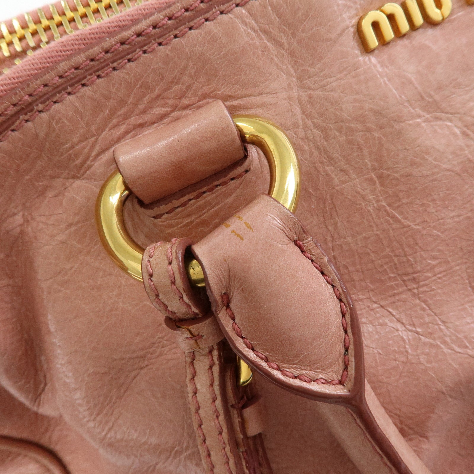 MIU MIU Vitello Shine Leather 2Way Bag Shoulder Bag Pink RN1091