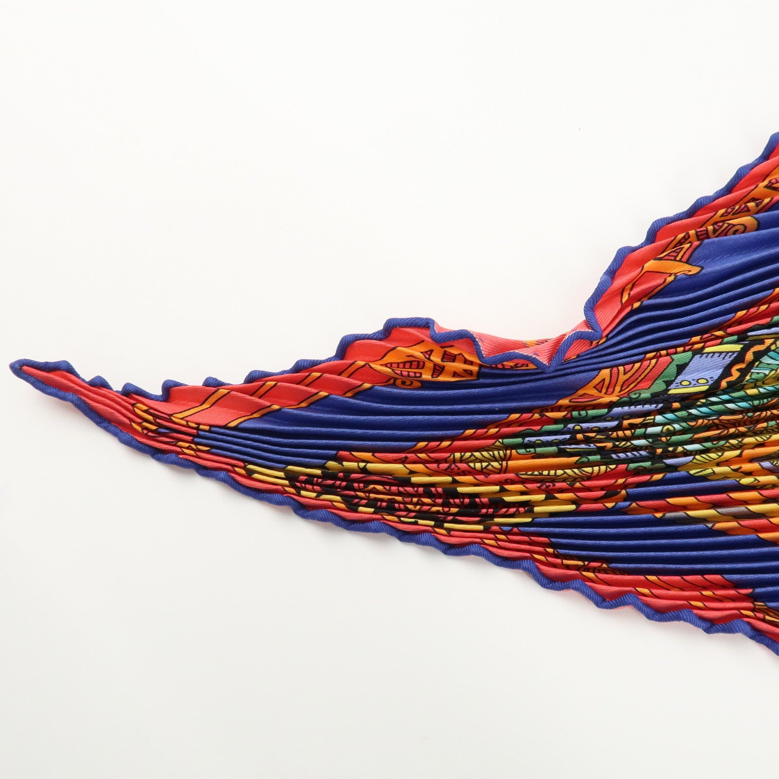 HERMES Pleats Carre Silk 100% Scarf Feria De Sevilla Black Yellow Used