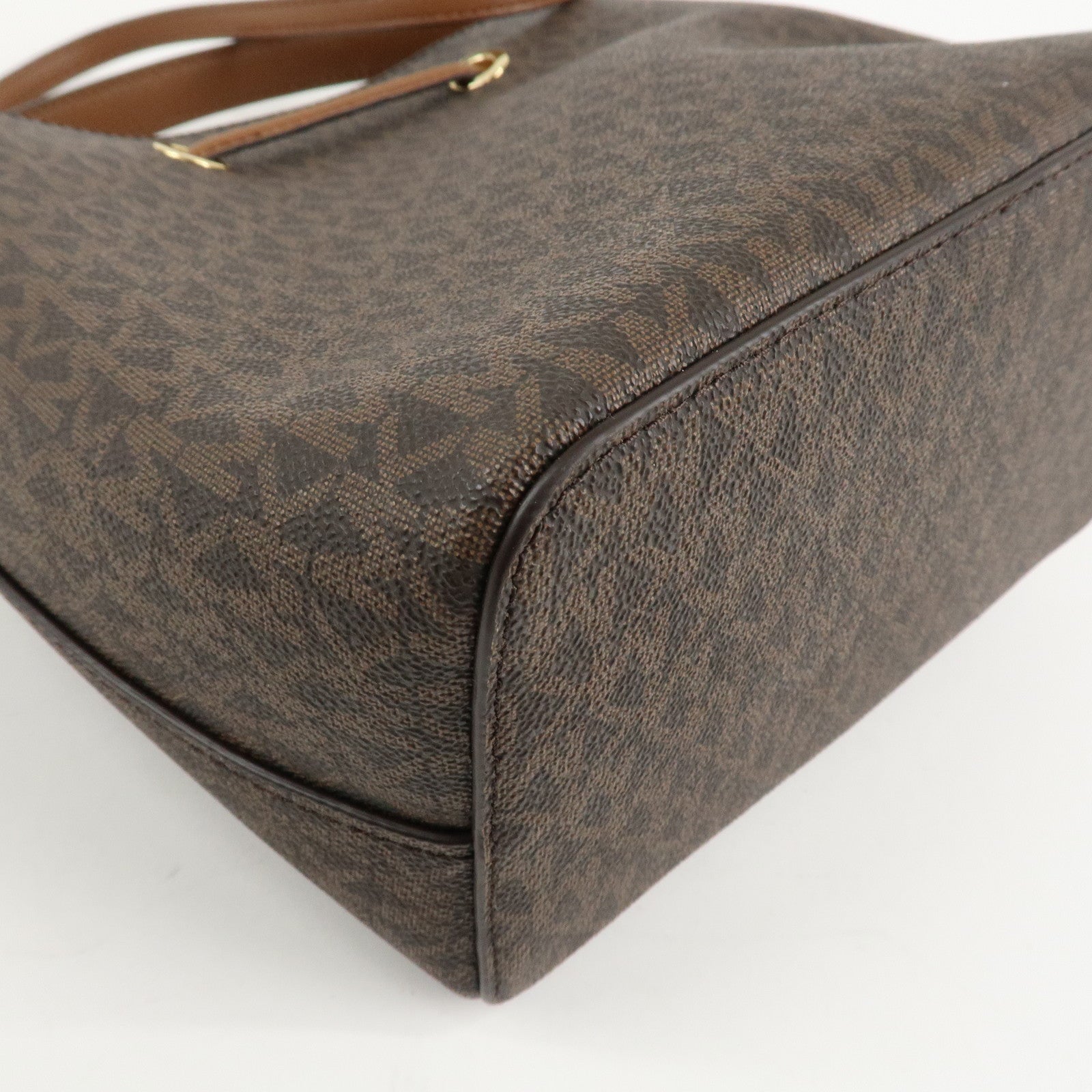 MICHAEL KORS PVC 2Way Leather Hand Bag Shoulder Bag Brown Gold HDW Used