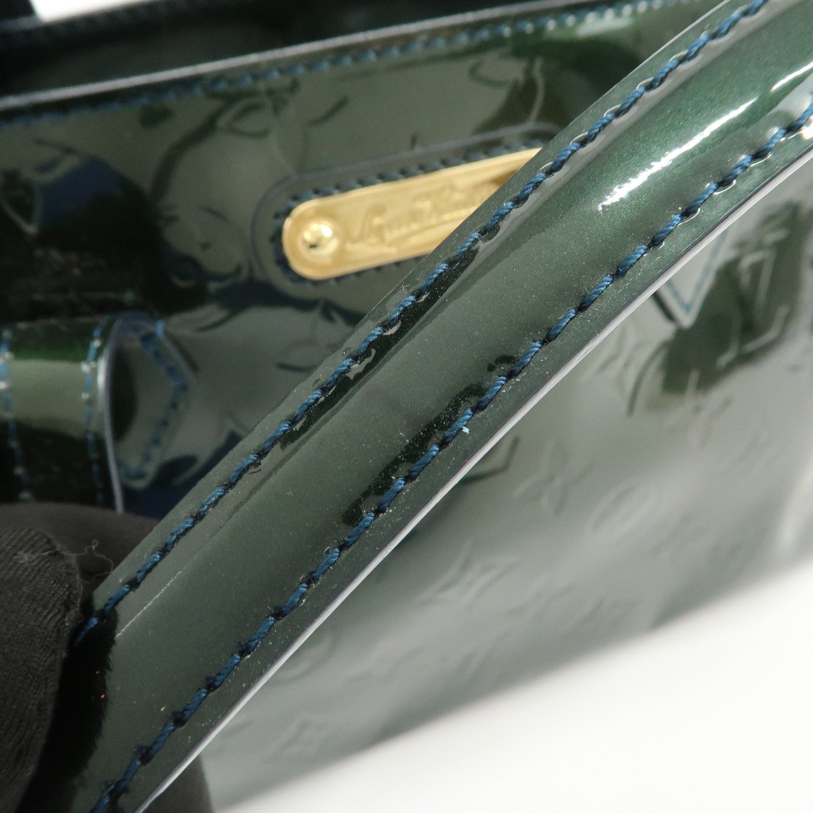 Louis Vuitton Monogram Vernis Wilshire PM Hand Bag Bleu Nuit M93684