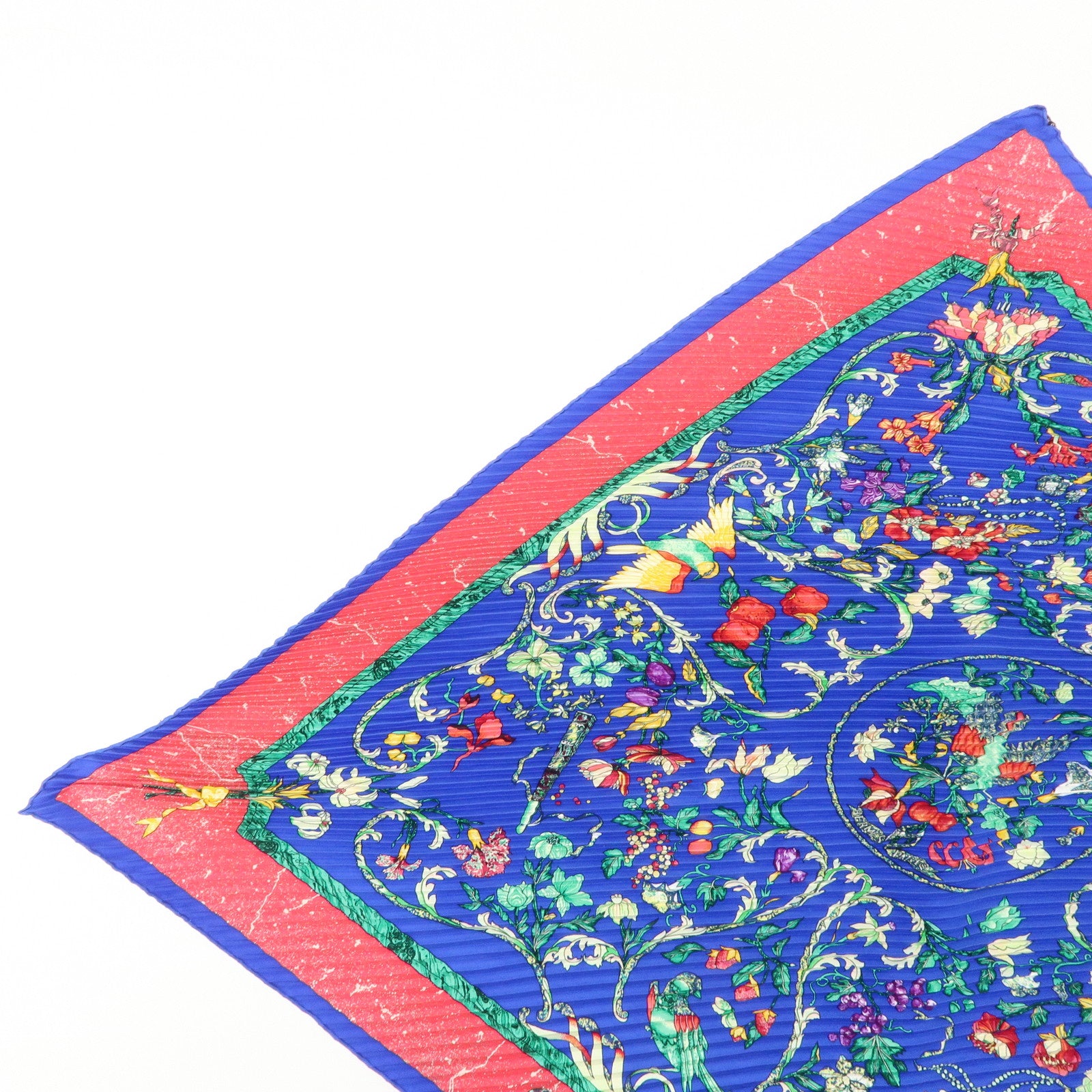 HERMES  Carre 90 Silk 100% Pleats Scarf PIERRES d' ORIENT et OGGIDENT Blue