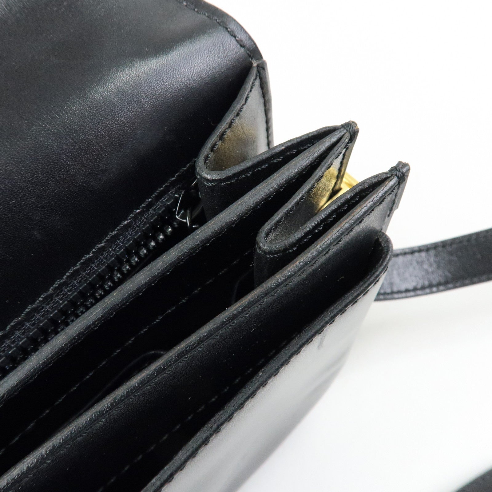 CELINE Leather Shoulder Bag Crossbody Bag Black