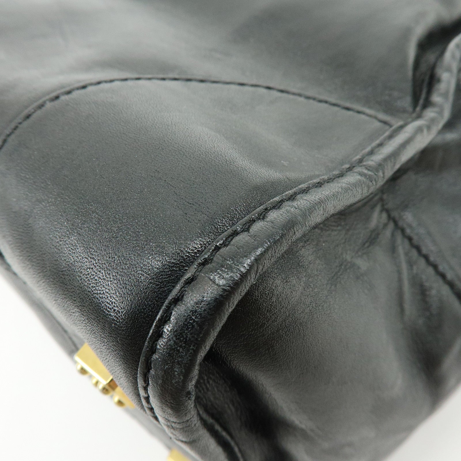 LOEWE Anagram Amazona36 Leather Hand Bag Boston Bag Black