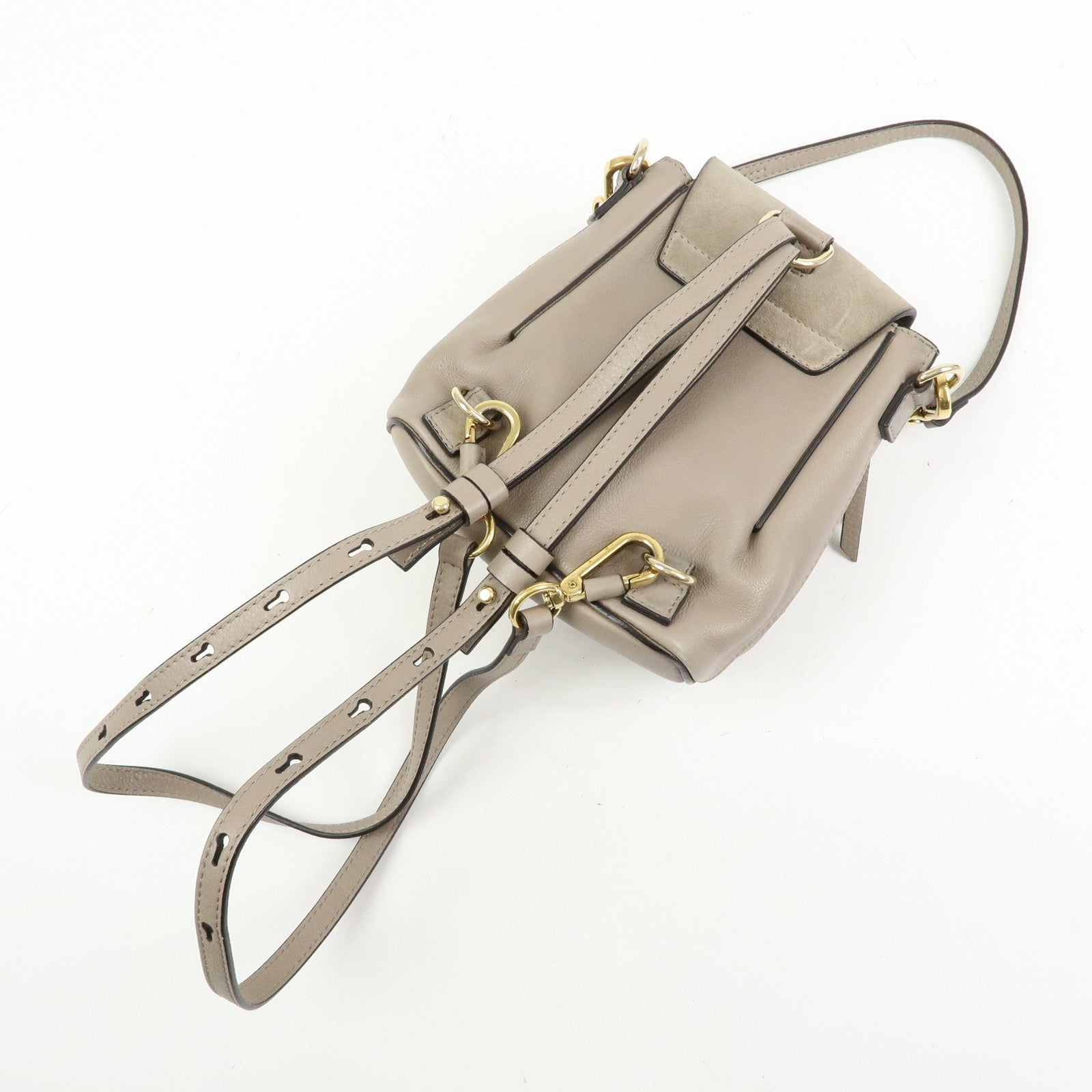 Chloe Faye Suede Leather 2Way Bag Shoulder Bag Backpack Gray